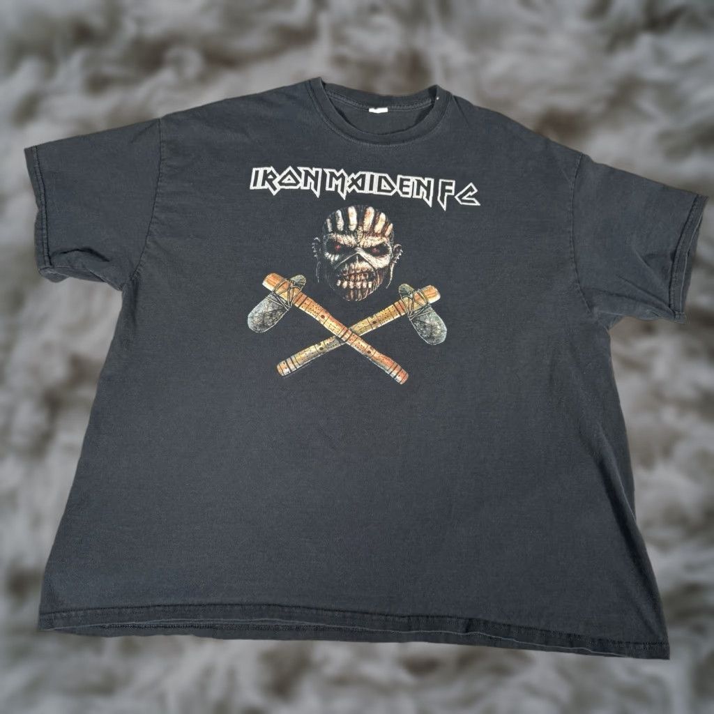 Vintage VINTAGE Iron Maiden Fan Club T Shirt Mens 2XL Faded Black Y2K Graphic Print Crew Neck Short Sleeve Cotton Rock Band Logo Decade 2000s Mens Size US XXL / EU 58 / 5 - 1 Thumbnail