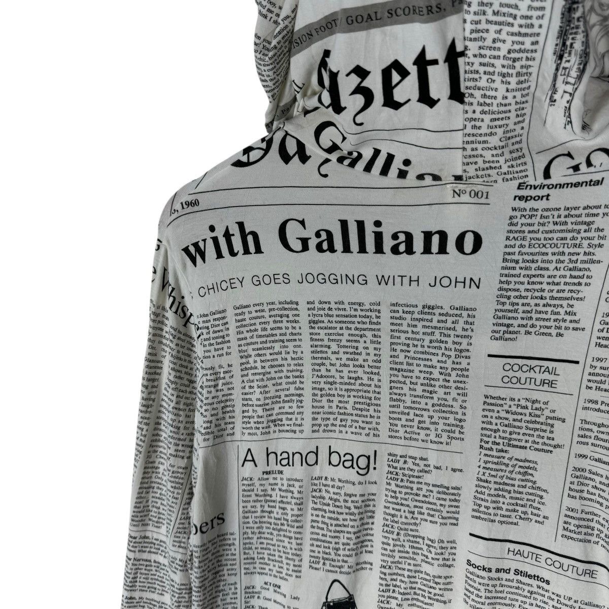 🌟JOHN GALLIANO HOODIE GAZETTE NEWSPAPER SWEATER
