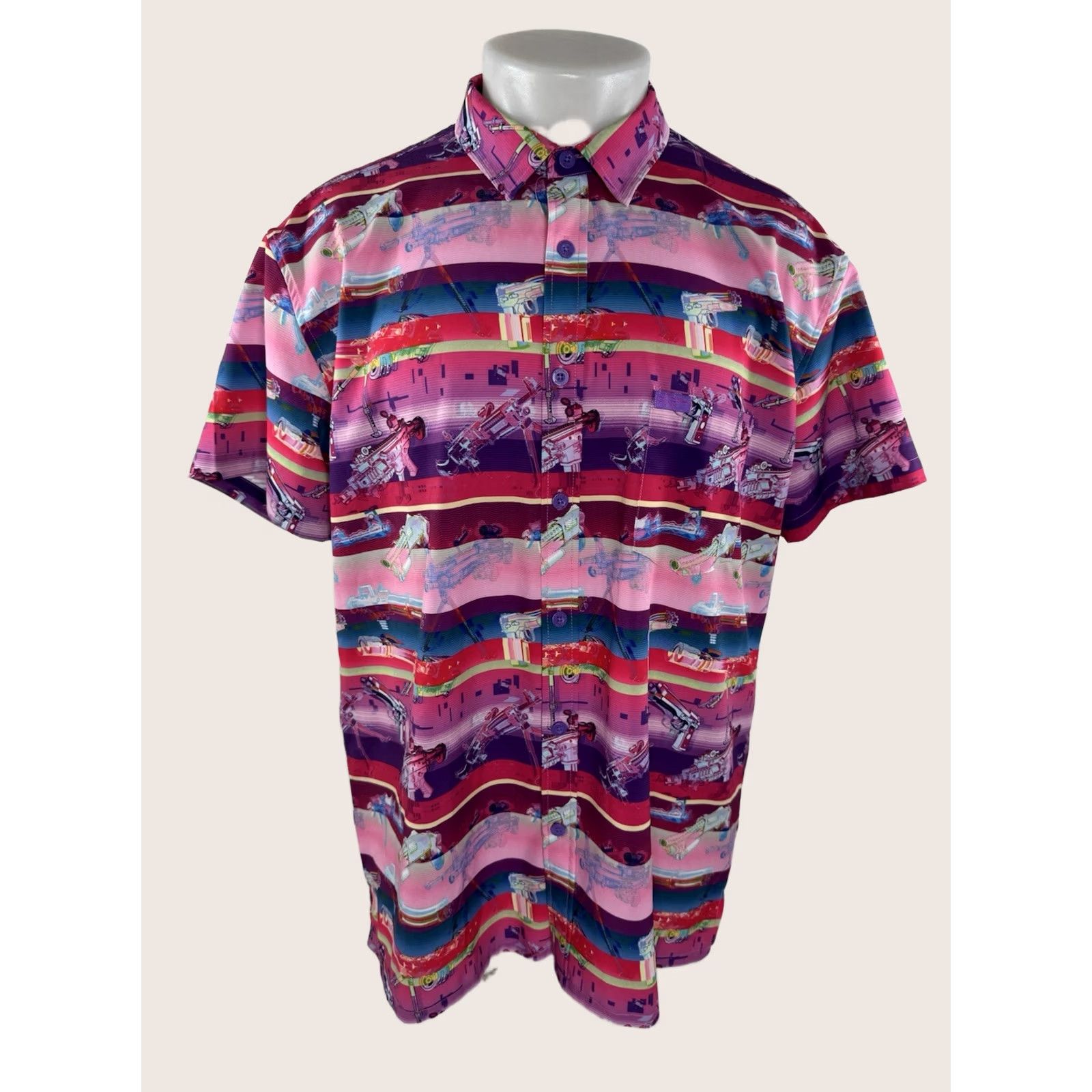 Pistola RETRO RIFLE - VAPOR Tactical Pistol XL AR15 Military Shirt - Short Sleeve Button-Up Men Multicolor Retro 80s 90s Mens XL Size US XL / EU 56 / 4 - 1 Thumbnail