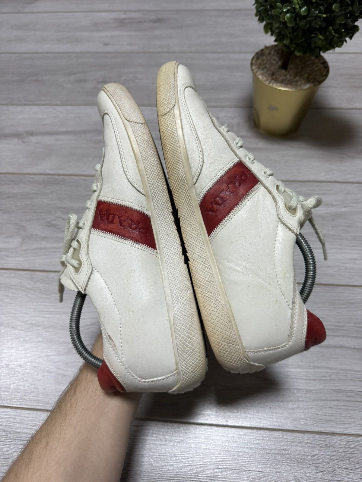 Prada Prada leather red tab sneakers shoes americas cup Size US 10 / EU 43 - 7 Thumbnail