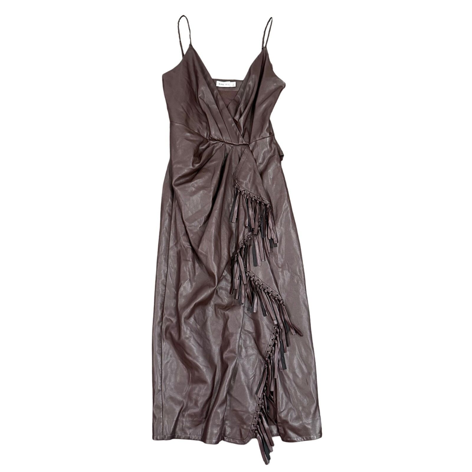 Jonathan Simkhai SIMKHAI Carkee Leather Fringe Dress in Brown, Size US 8 Size M / US 6-8 / IT 42-44 - 4 Thumbnail