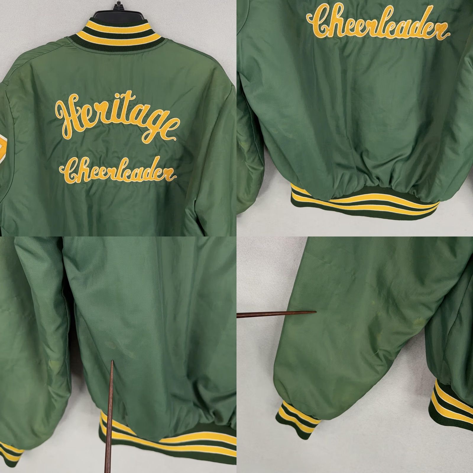 Holloway VINTAGE Holloway Varsity Jacket Womens Medium Green 90s Heritage Cheerleader Embroidered Pockets Snaps Size M / US 6-8 / IT 42-44 - 9 Thumbnail