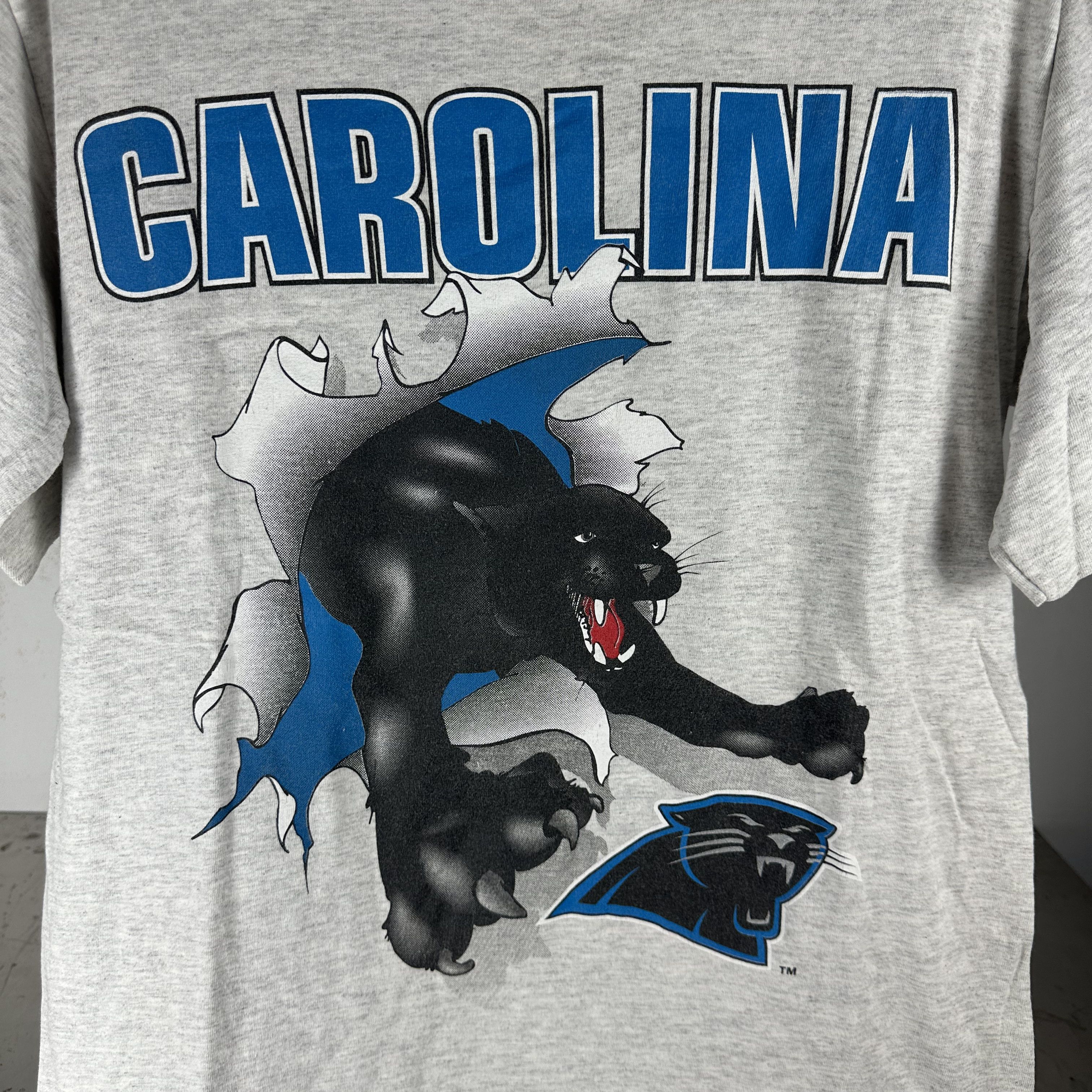 Vintage 1993 Carolina Panthers Breakthrough NFL Double Sided T-shirt Size US L / EU 52-54 / 3 - 2 Thumbnail