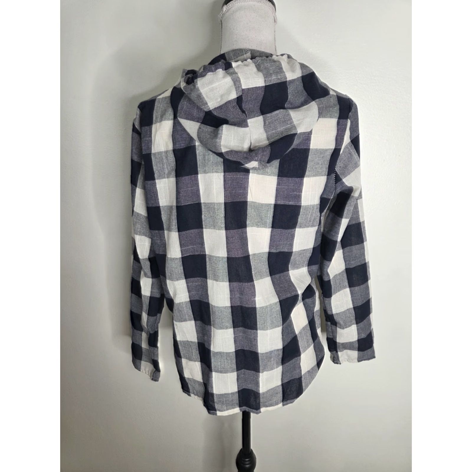 Vintage VINTAGE Plaid Hooded Long Sleeve Shirt Sweatshirt Check Womens Medium 70s Womens Hoodie Shirt Mens? Size M / US 6-8 / IT 42-44 - 3 Thumbnail