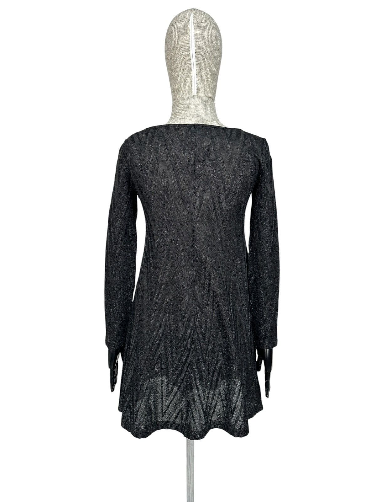 Missoni MISSONI Lurex Zig Zag Knit Mini Dress Black A-Line Party XS Size XS / US 0-2 / IT 36-38 - 2 Thumbnail