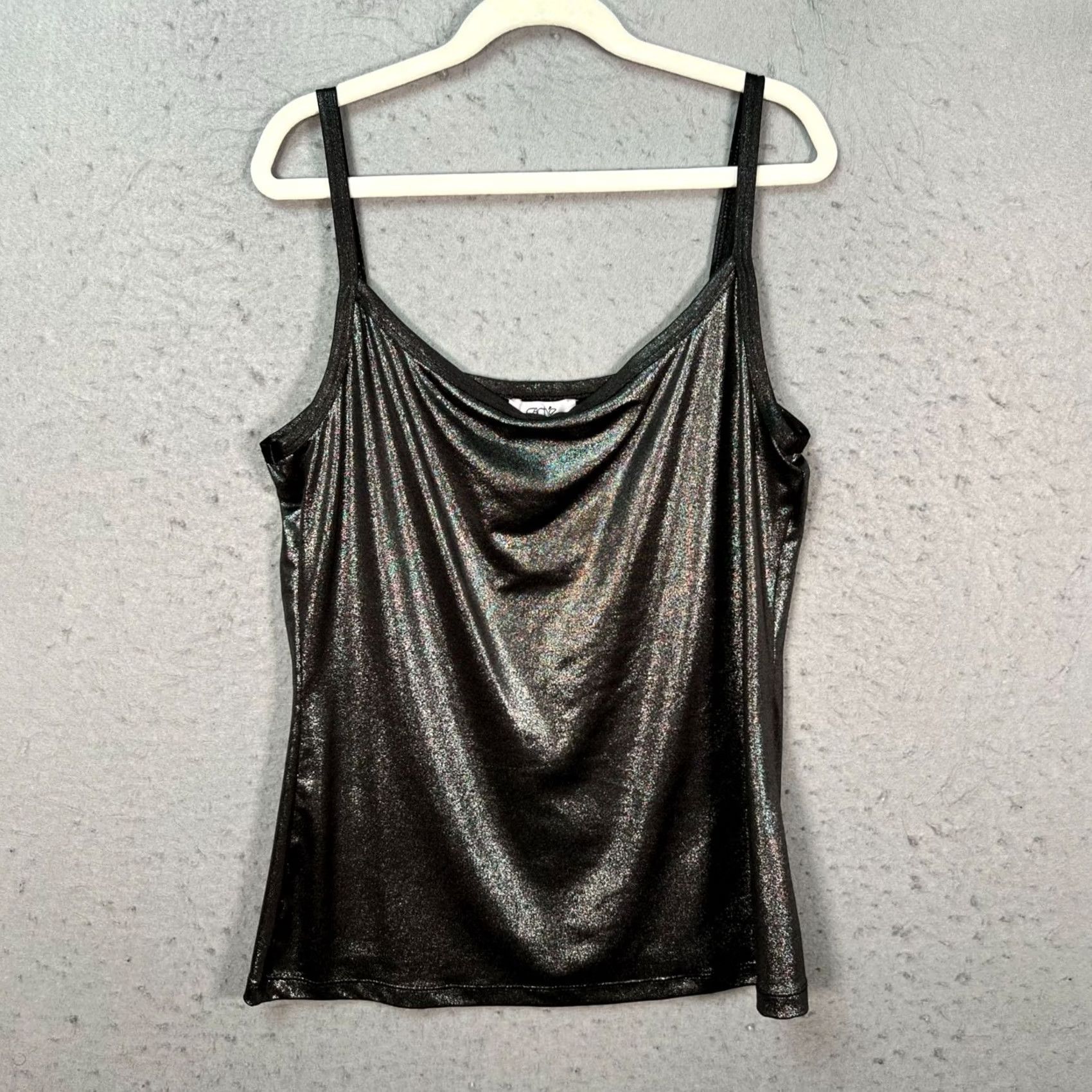 Vintage Cache Top XS Black Metallic Sleeveless Cowl Neck Shimmer Camisole Womens Size XS / US 0-2 / IT 36-38 - 2 Thumbnail