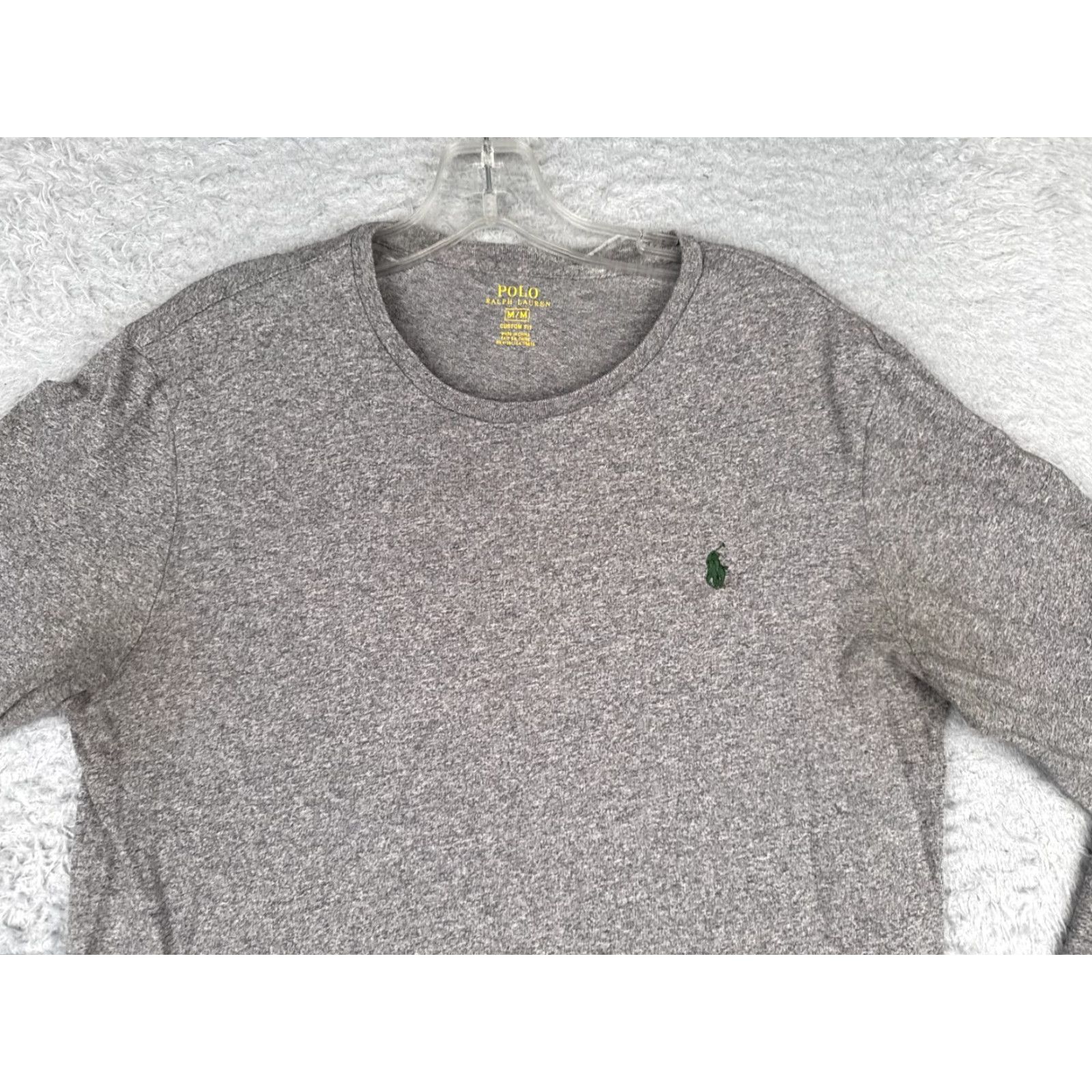 Polo Ralph Lauren Polo Ralph Lauren Shirt Men M Gray Crew Neck Long Sleeve Custom Fit Cotton Jersey Logo All Seasons 90s City Brand Mens Size US M / EU 48-50 / 2 - 4 Thumbnail