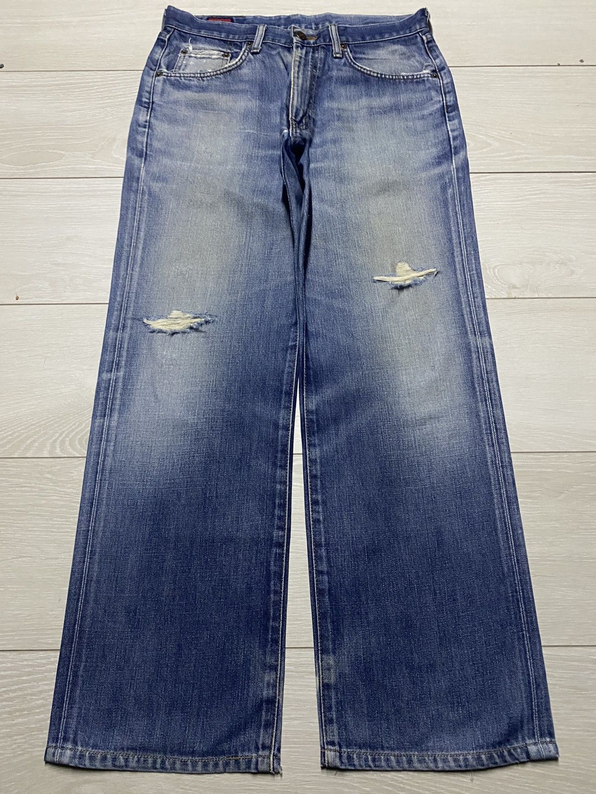 Edwin Vintage Edwin 503zz Faded Wash Distressed Loose Jeans Size US 30 / EU 46 - 1 Thumbnail