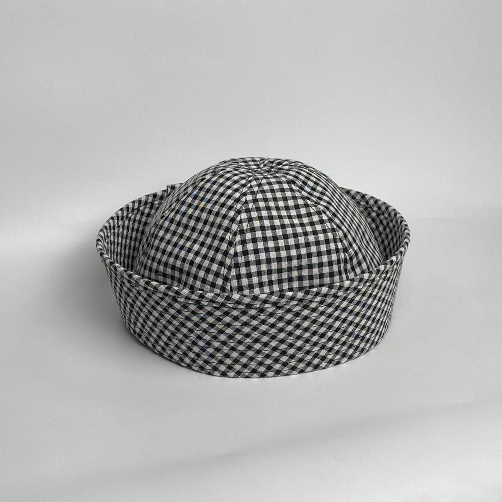 Japanese Brand Retro Black White Plaid Beret Sailor Hat Y2K French Girl OS Size ONE SIZE - 2 Thumbnail