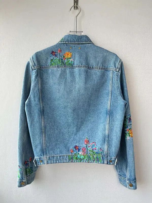 Louis Vuitton Louis Vuitton Blue Floral Embroidered Denim Jacket . Size US S / EU 44-46 / 1 - 2 Thumbnail