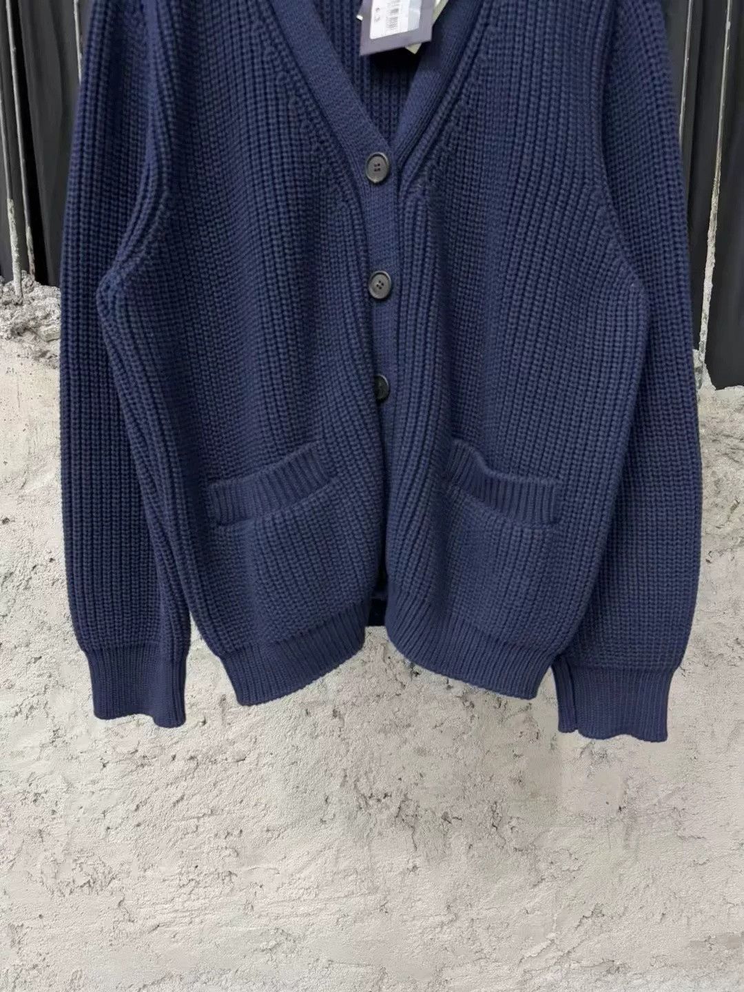 Prada Prada Navy Knit Triangle Logo Wool Cardigan Size US S / EU 44-46 / 1 - 4 Thumbnail