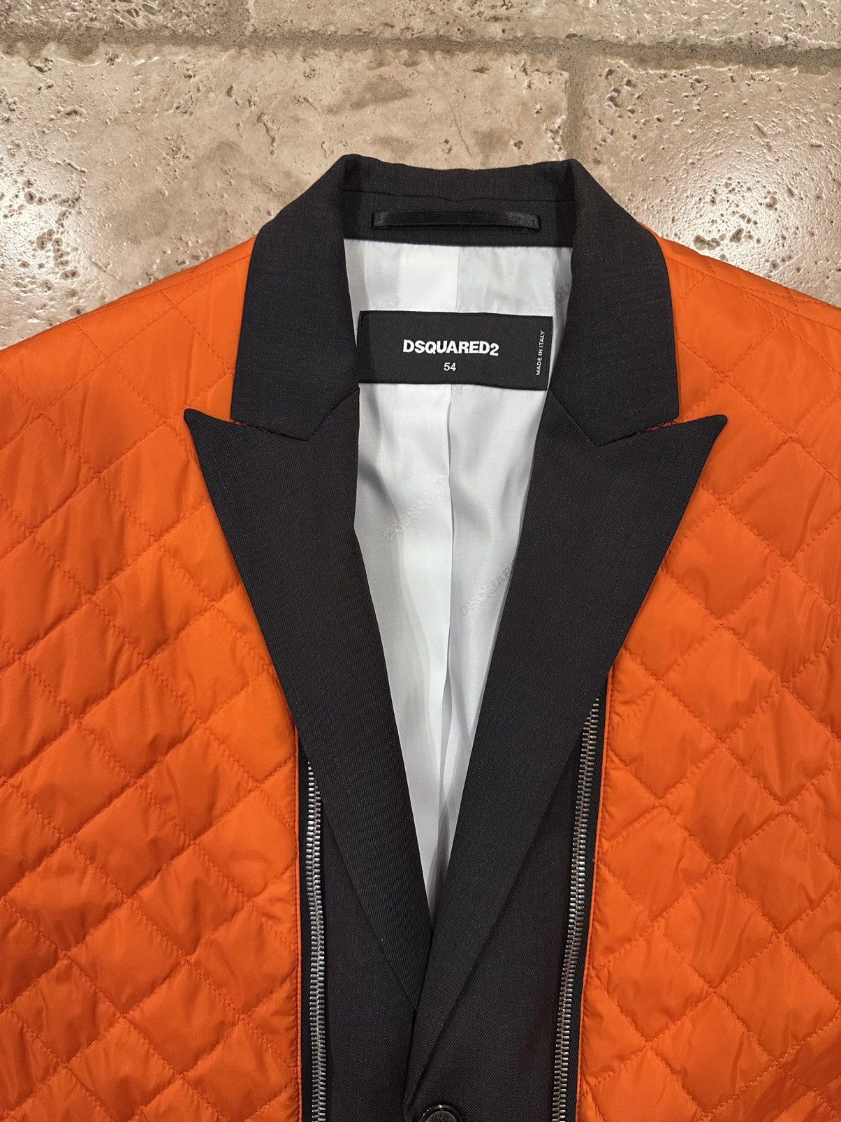 Dsquared2 Orange Quilted Jacket / Vest Calen’s Penitentiary