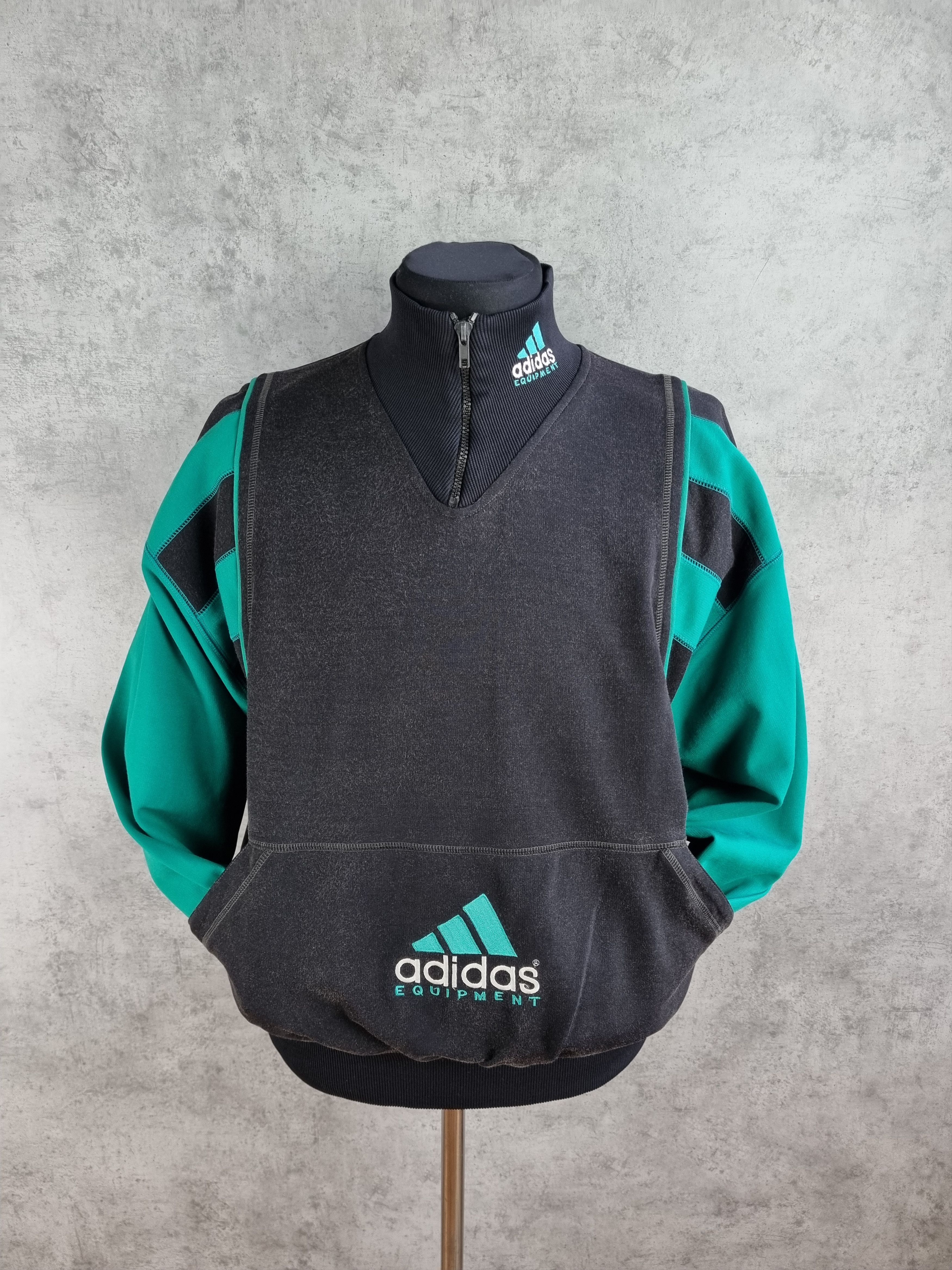 Adidas × Vintage 80s ADIDAS Equipment Vintage half zip up sweatshirt Size US M / EU 48-50 / 2 - 2 Thumbnail
