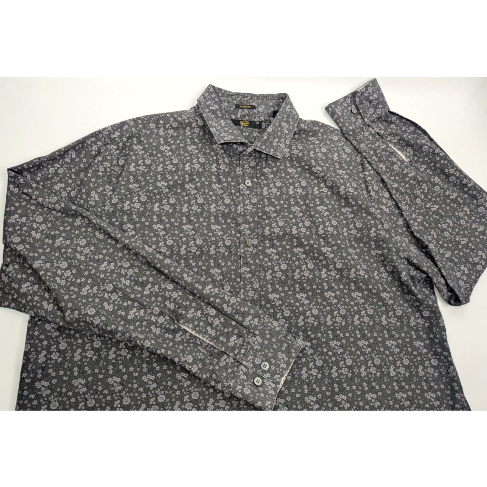Vintage Penguin Munsingwear Floral Long Sleeve Grey Shirt Mens 2XL Button Classic Fit Size US XXL / EU 58 / 5 - 2 Thumbnail