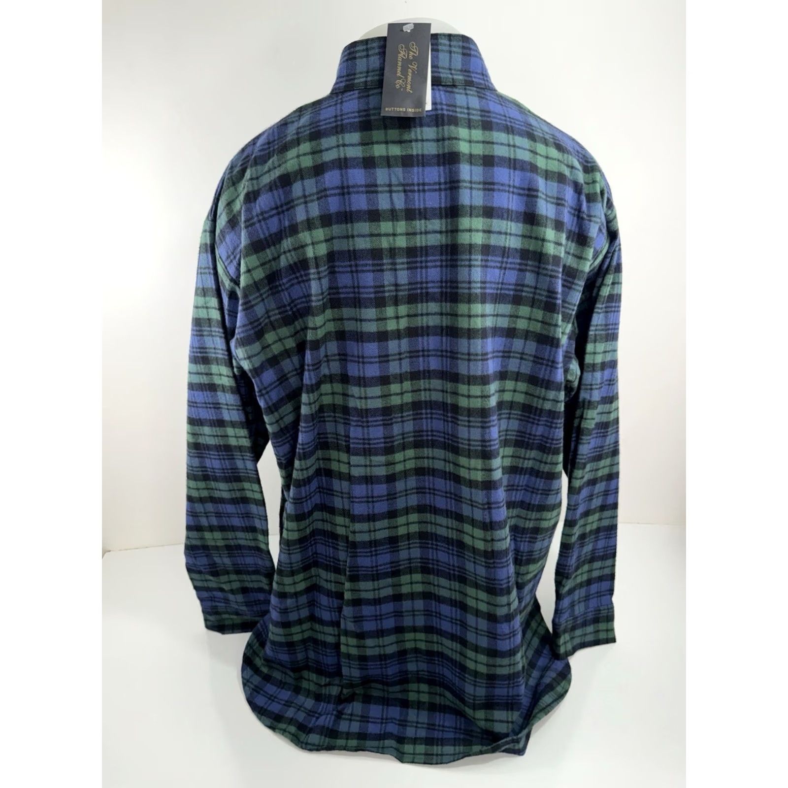 CO Vermont Flannel Co - Plaid Collarless XL Pullover Shirt Men's Blue / Green Flannel Shirt, Button-Up, Long Sleeve, Winter Plaid, W Tags New Size US XL / EU 56 / 4 - 4 Thumbnail