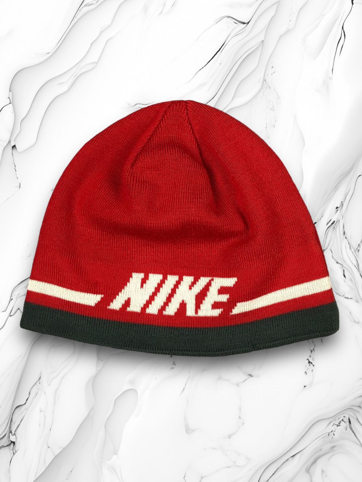 Pre-owned Nike X Vintage Y2k Nike Logo Beanie Hat In Red