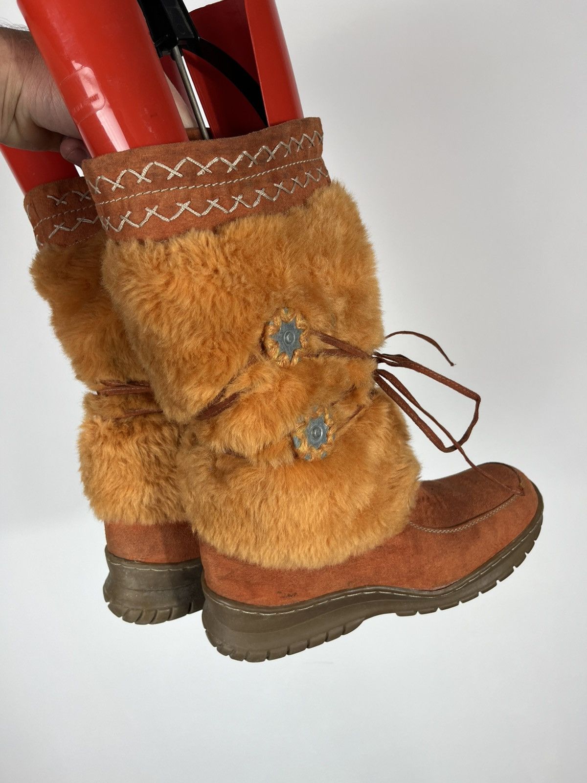 Vintage Vintage Faux Fur Suede Winter Boots Orange Mid Calf EU 40 Size US 10 / IT 40 - 10 Thumbnail