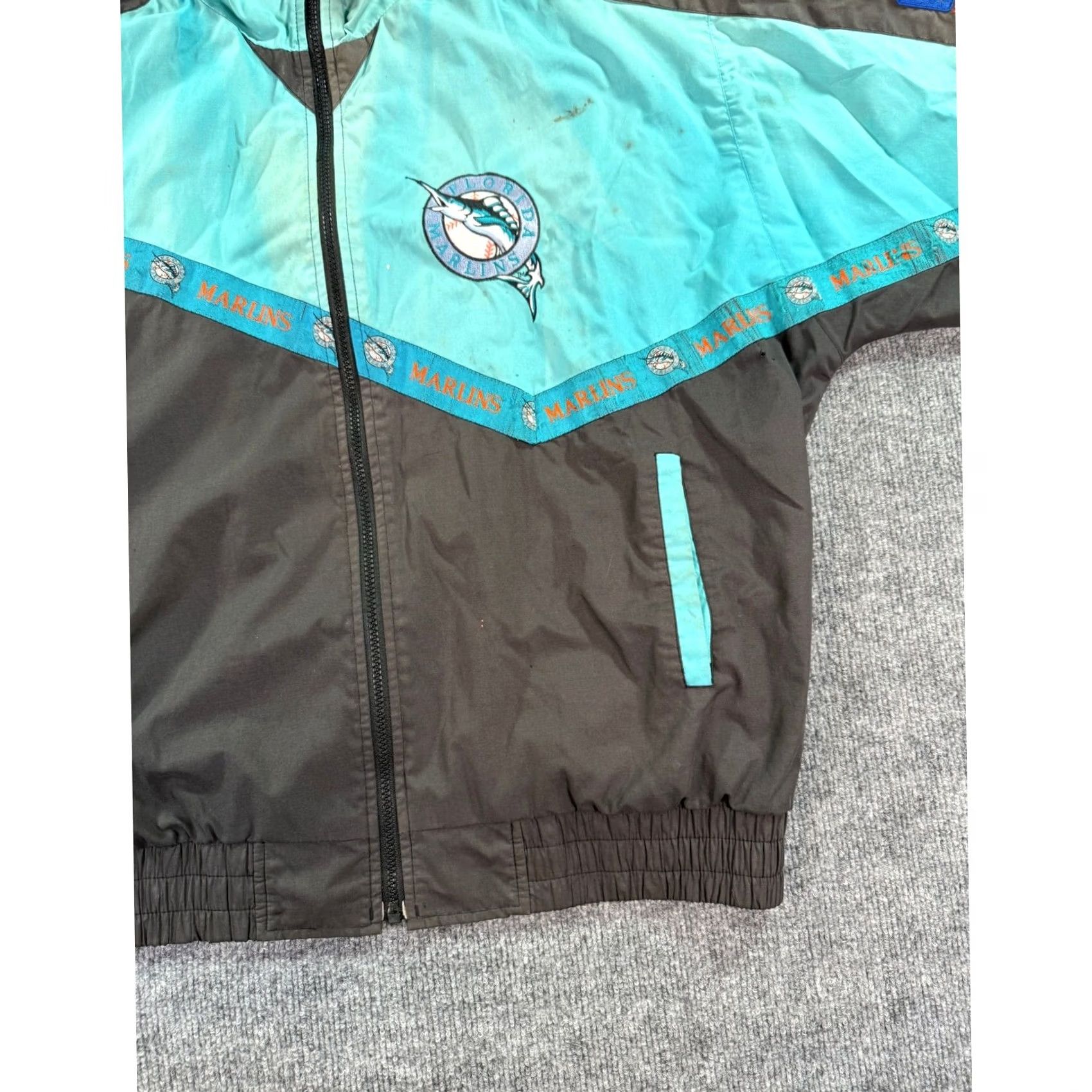MLB VINTAGE Florida Marlins Windbreaker Jacket Mens XL Black Teal 90s MLB Baseball Size US XL / EU 56 / 4 - 4 Thumbnail
