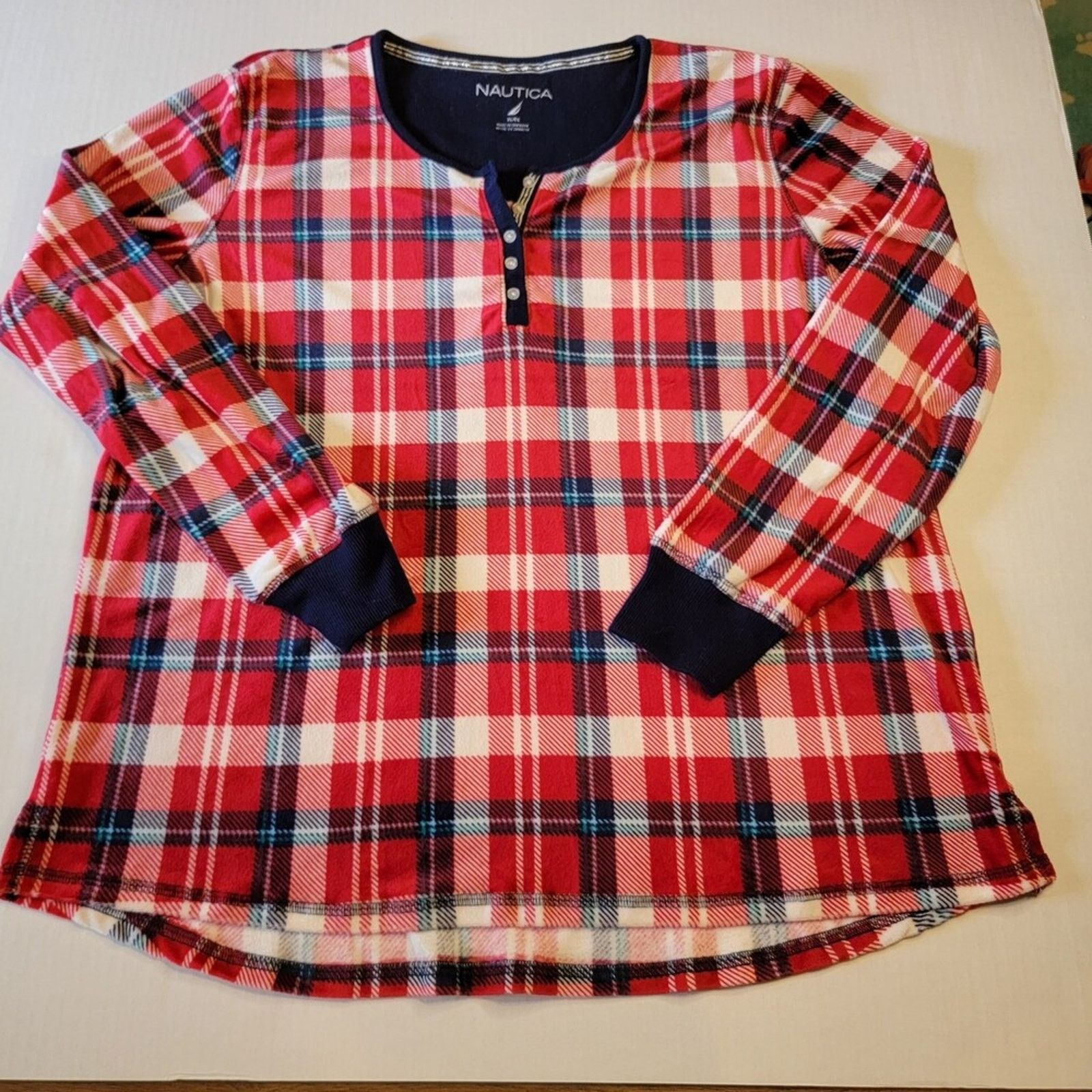 Nautica Nautica Soft Flannel PJ Lightweight Top Long Sleeve - XL Size ONE SIZE - 1 Thumbnail