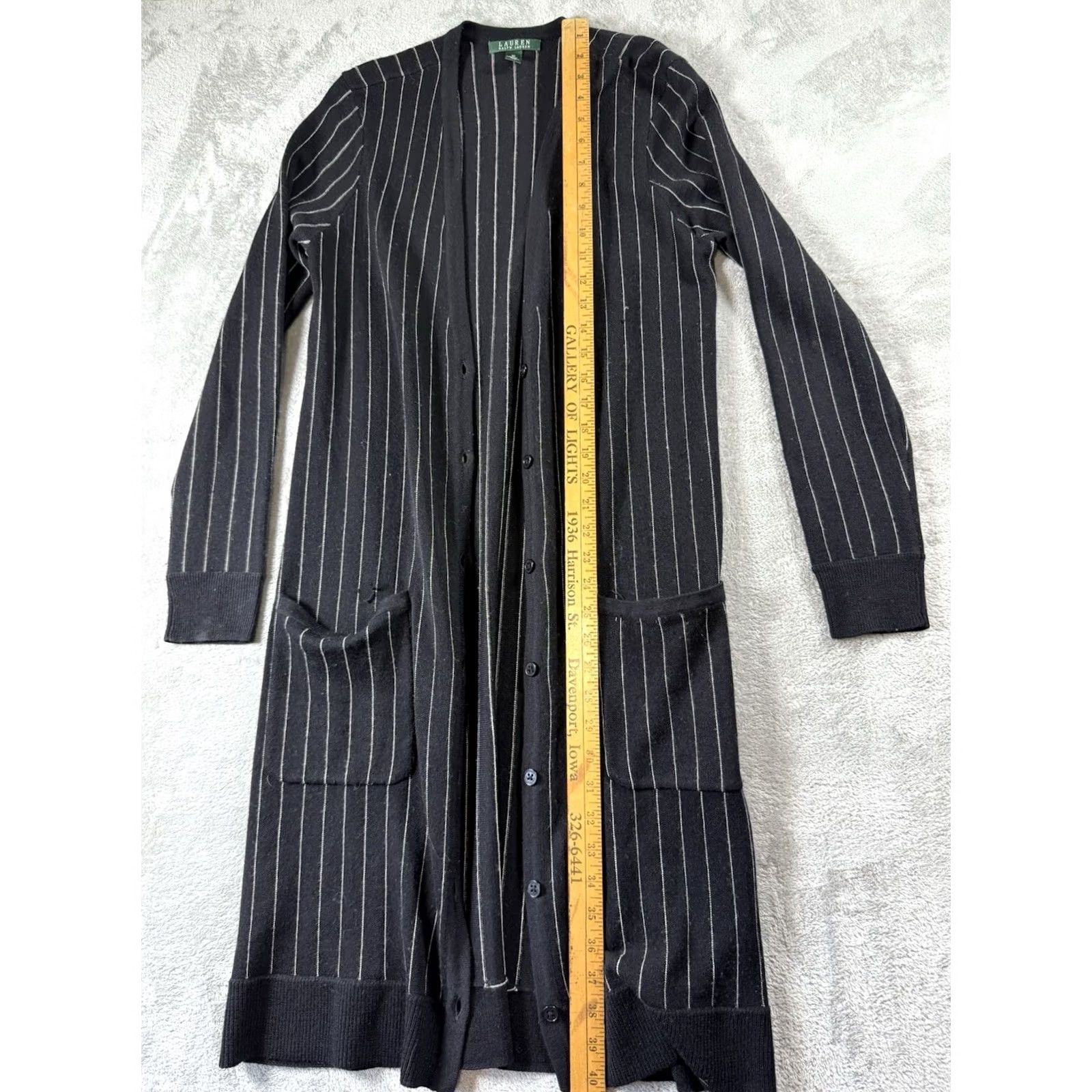 Ralph Lauren Lauren Ralph Lauren Striped Cardigan Womens M Oversized Lagenlook Preppy Black Size M / US 6-8 / IT 42-44 - 6 Thumbnail