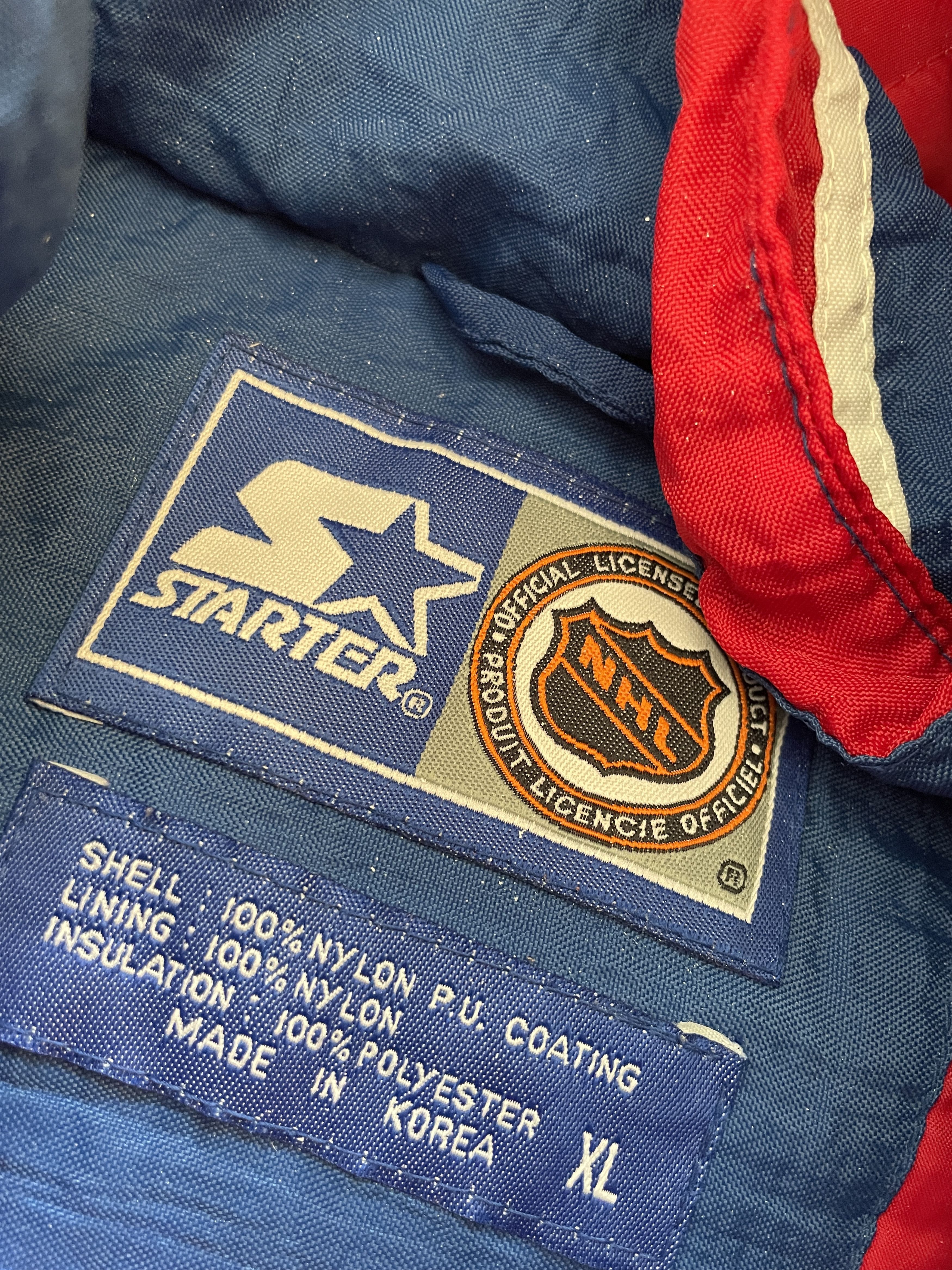 Starter VINTAGE 90S STARTER NEW YORK RAIDERS BLUE RED NHL JACKET Size US XL / EU 56 / 4 - 10 Thumbnail
