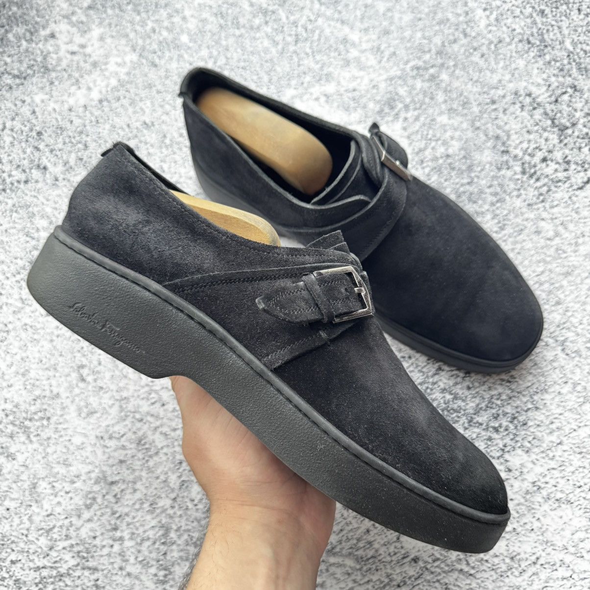 Salvatore Ferragamo Salvatore Ferragamo Black Monk Strap Brushed Suede Loafers Size US 7.5 / EU 40-41 - 1 Thumbnail