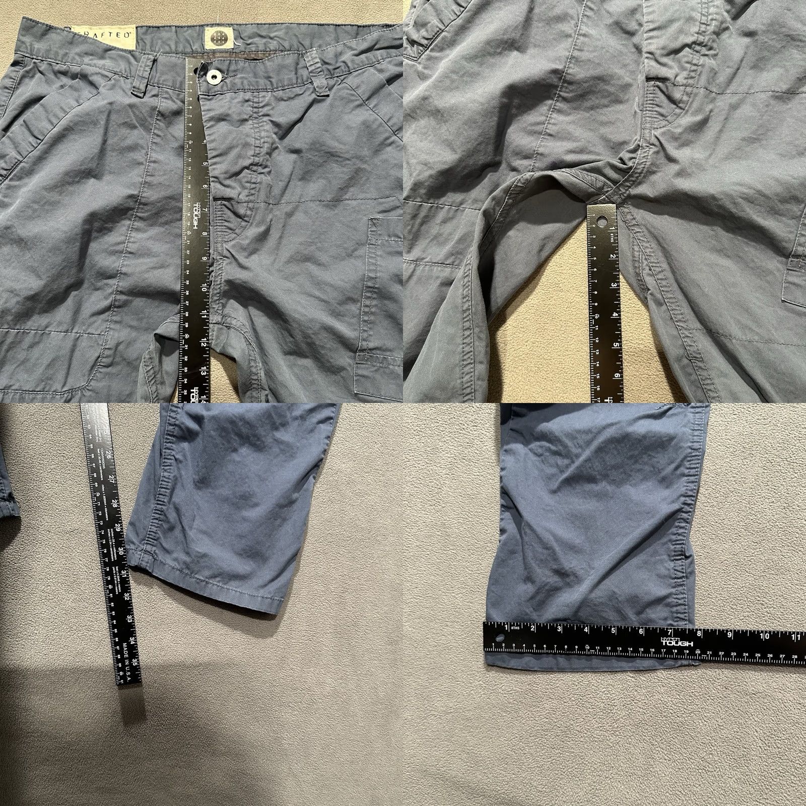 Vintage Crafted Pants Mens 38x30 Blue Tapered Utility Twisted Knee Cargo 3D Size US 38 / EU 54 - 10 Thumbnail