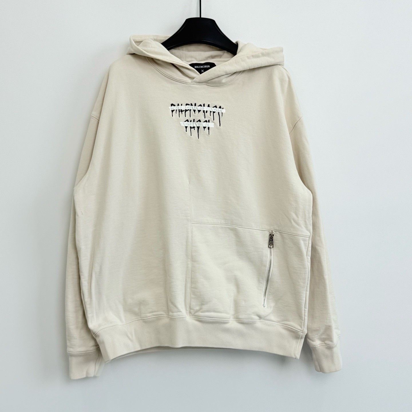 Gucci Gucci x Balenciaga Beige Dripped Tear Logo Side Zip Hoodie Size US XS / EU 42 / 0 - 1 Thumbnail