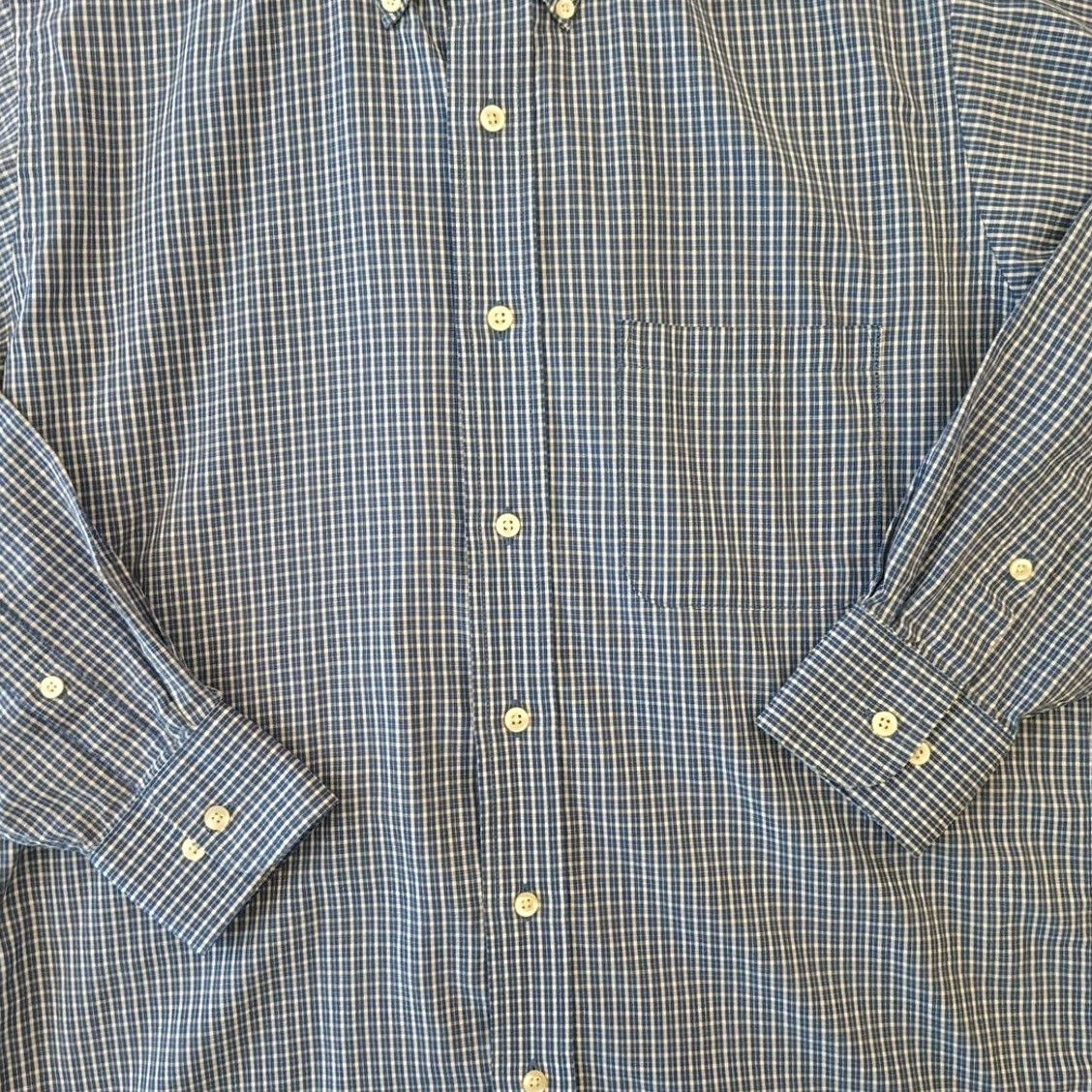 Chaps Chaps Shirt Mens Medium Blue Plaid Long Sleeve Button Down Cotton Blend Regular M Navy/Blue Mens Size US M / EU 48-50 / 2 - 4 Thumbnail