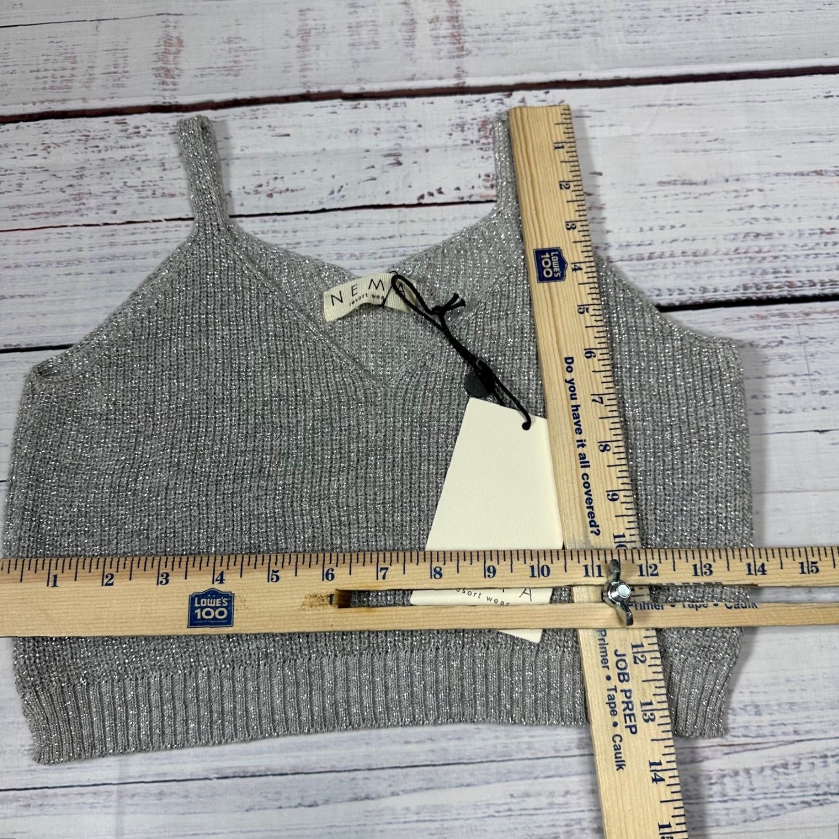 Vintage Nema Womens Tank Top Cropped Knit Size 10 Silver Shirt Adult Womens Size L / US 10 / IT 46 - 2 Thumbnail