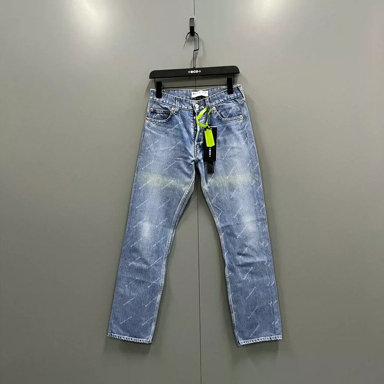 Balenciaga Blue Bullet Logo Denim Pants