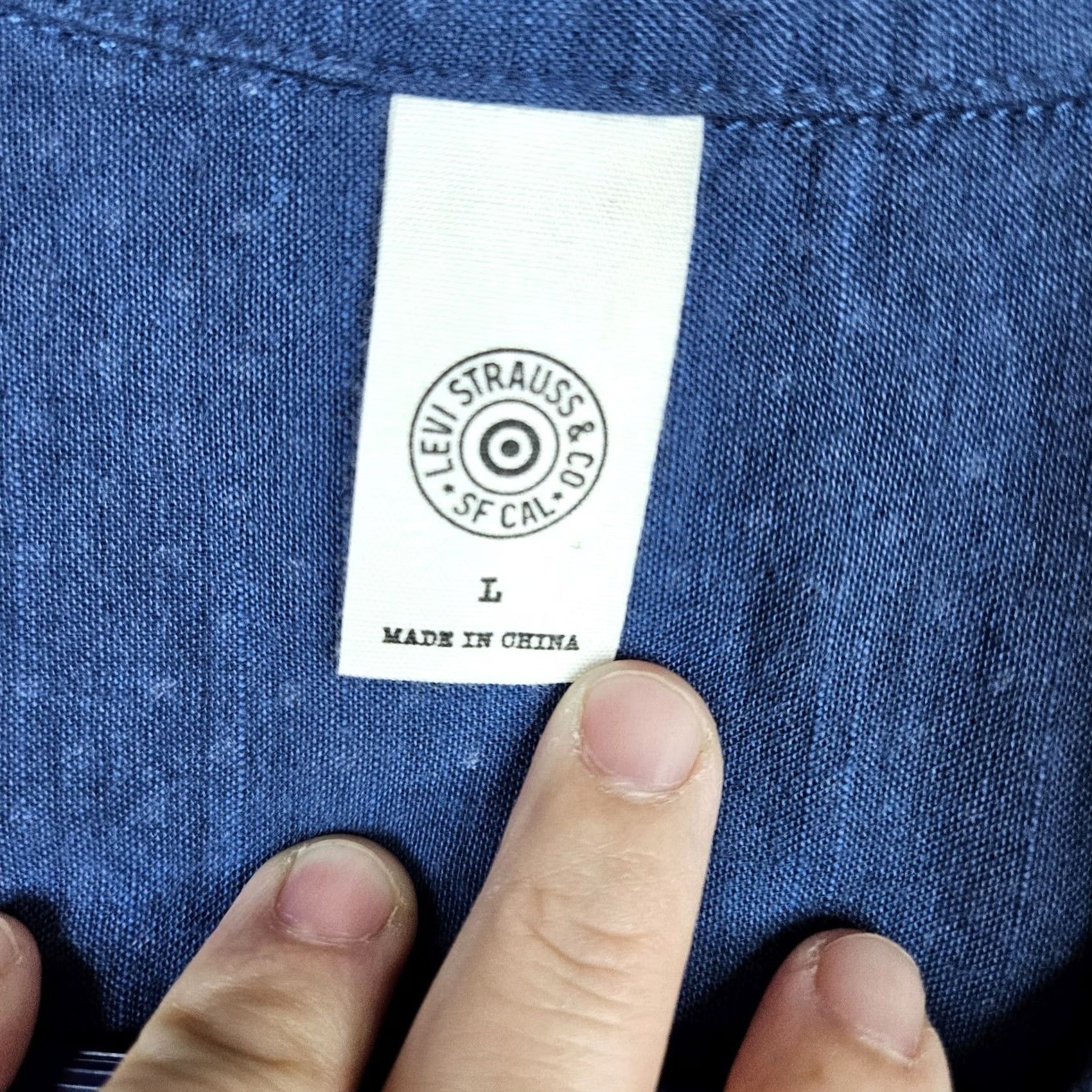 CO LEVI Strauss & Co Women Long Sleeve Button Up Tunic Dress L Blue V-Neck A-Line Casual 100% Cotton Above Knee Reg Dept Women" Size L / US 10 / IT 46 - 2 Thumbnail