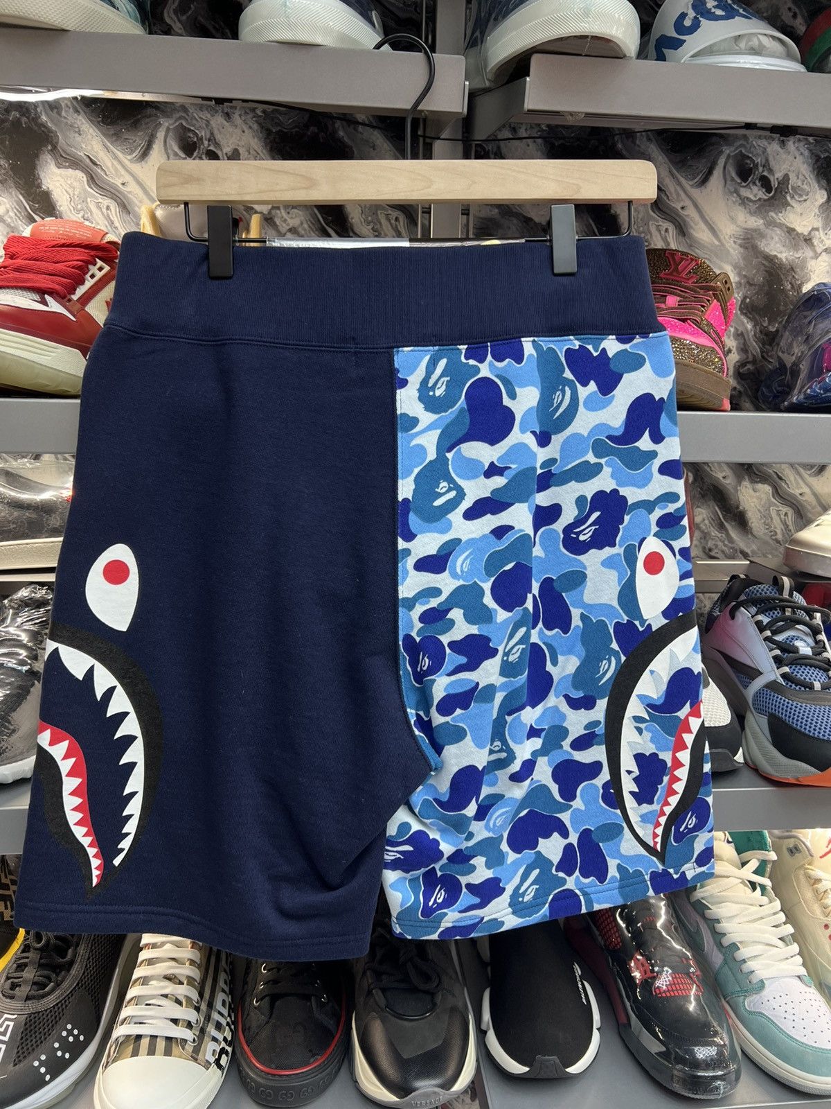 Bape Bape ABC Blue Camo Side Shark Shorts Size US 29 - 2 Thumbnail