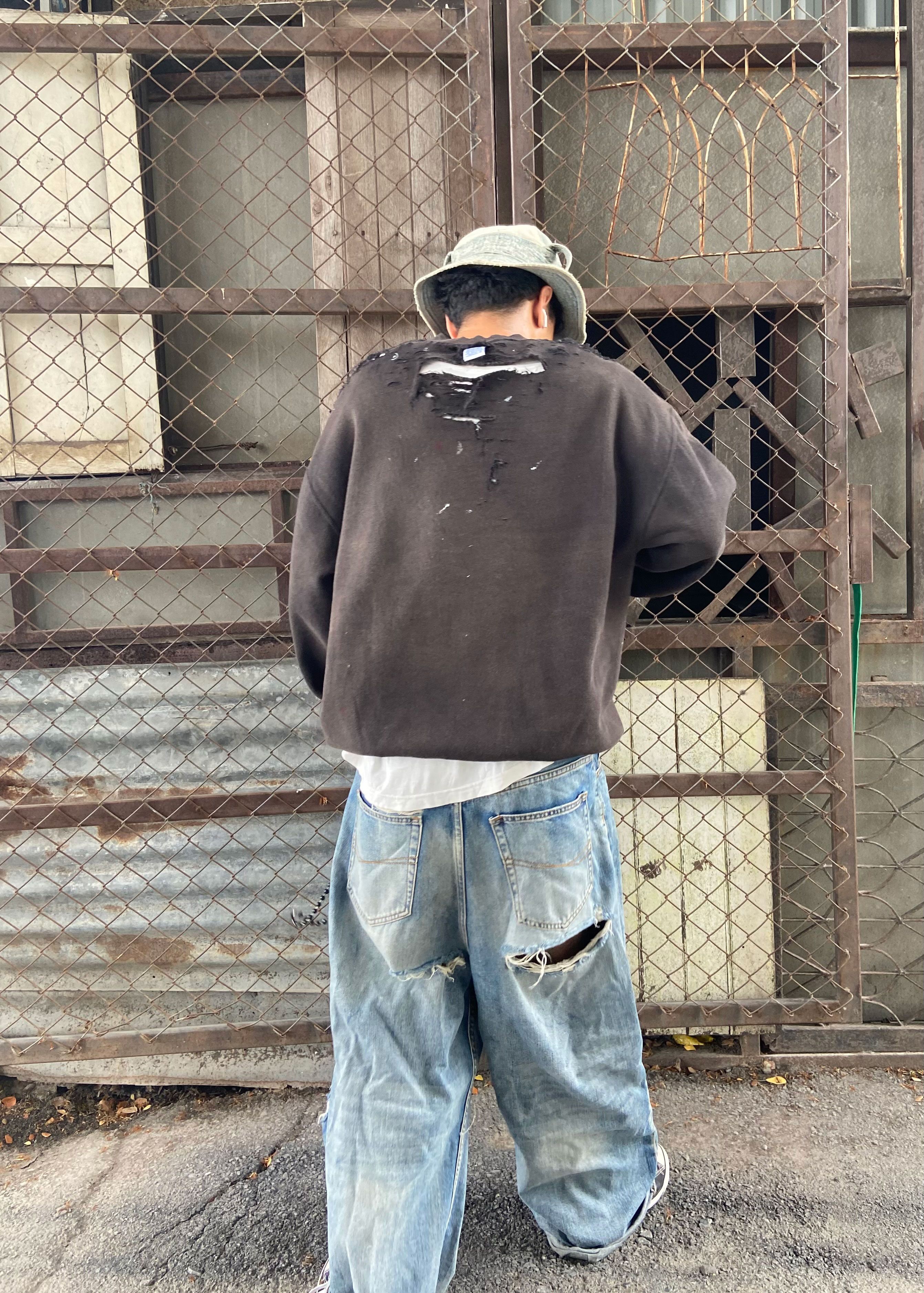 Vintage 90s Thrashed Distressed & Faded Russell Sweatshir ERD Grunge Size US XL / EU 56 / 4 - 11 Thumbnail