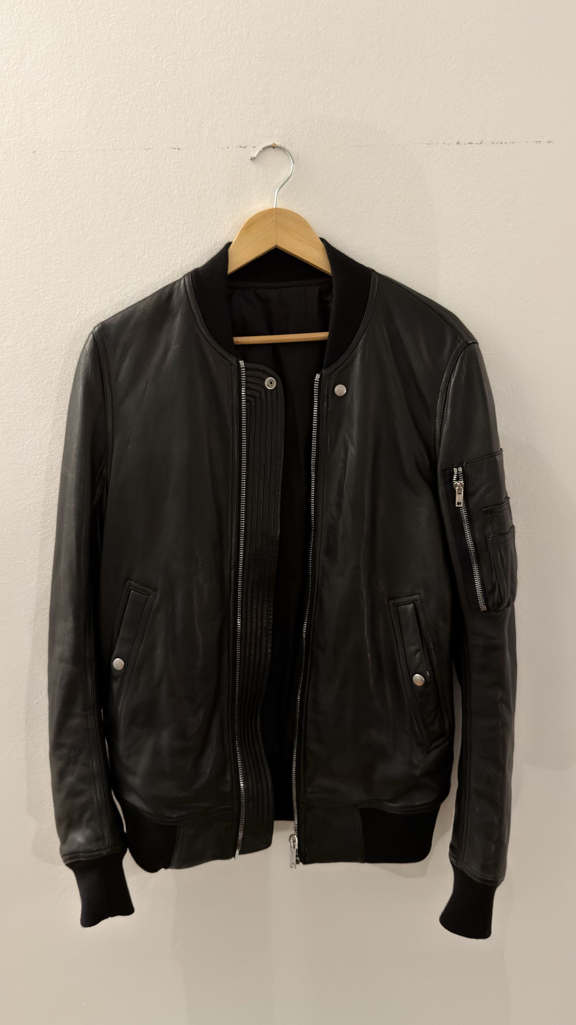 Rick Owens Leather Bomber Jacket Size US S / EU 44-46 / 1 - 1 Thumbnail