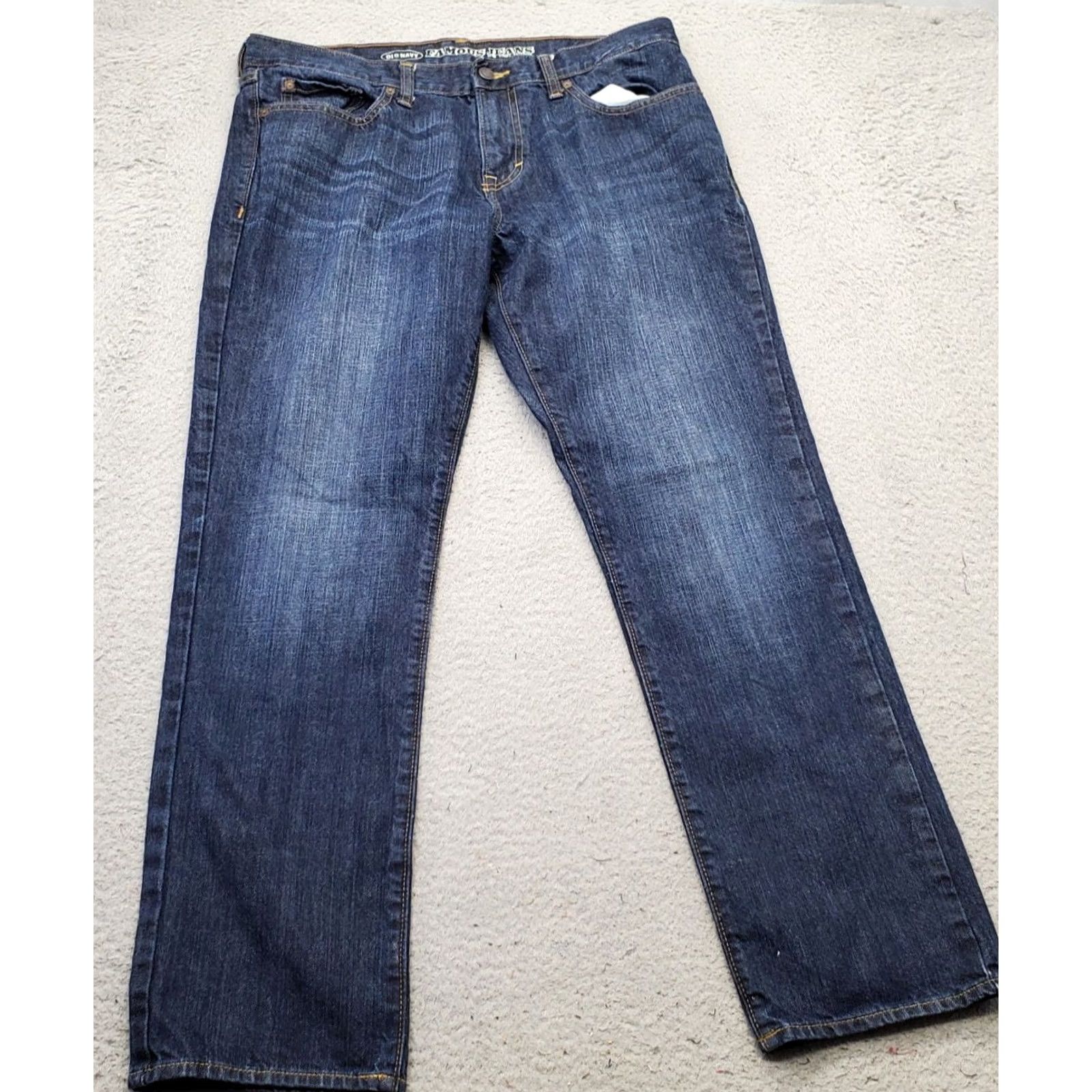 Old Navy Old Navy Famous Jeans Mens 34x32 Navy Denim Cotton Slim Fit Stretch Straight Leg Jeans Size US 34 / EU 50 - 2 Thumbnail