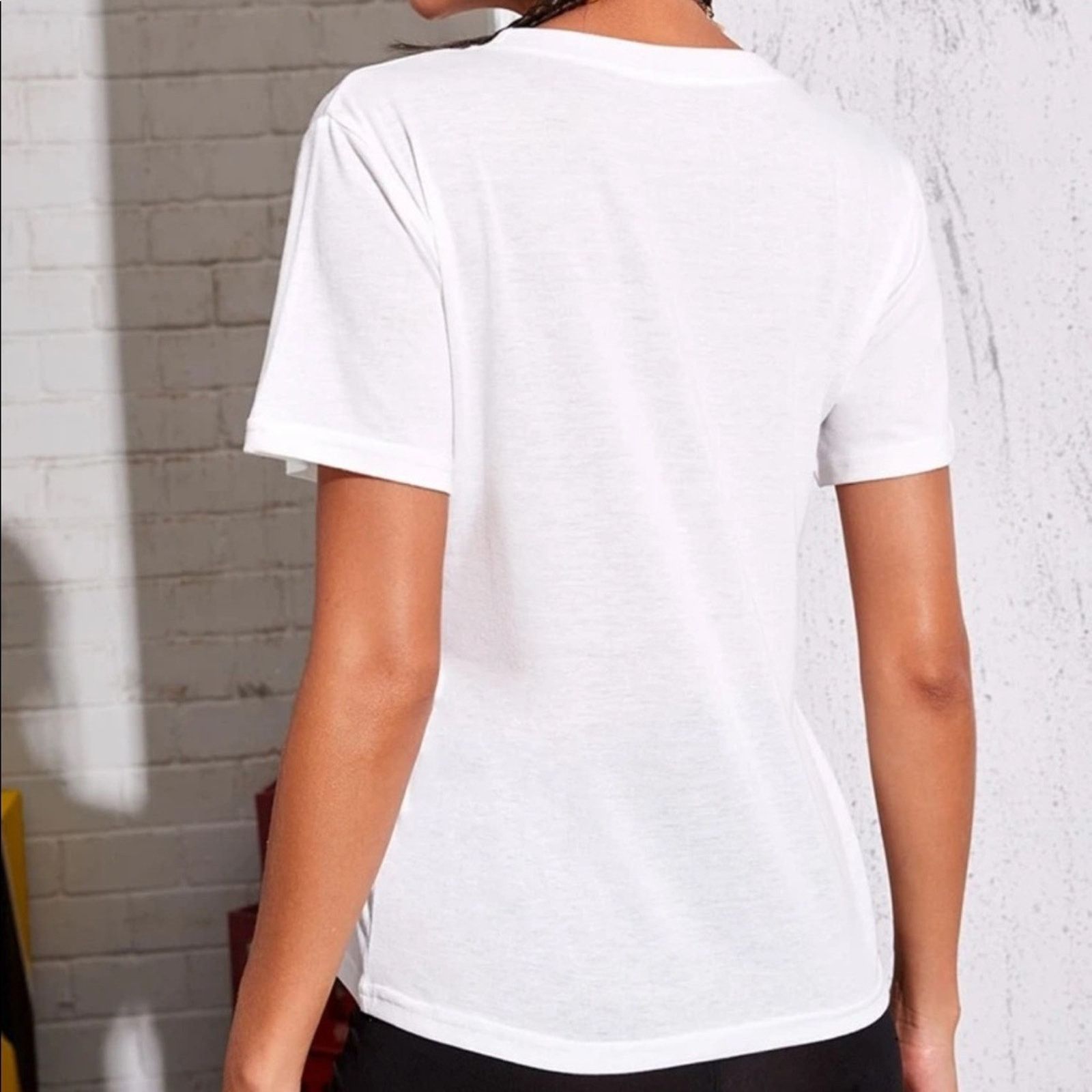 Shein NEW SHEIN White Race Car Graphic Print Classic Tee Shirt Top Size S / US 4 / IT 40 - 3 Thumbnail