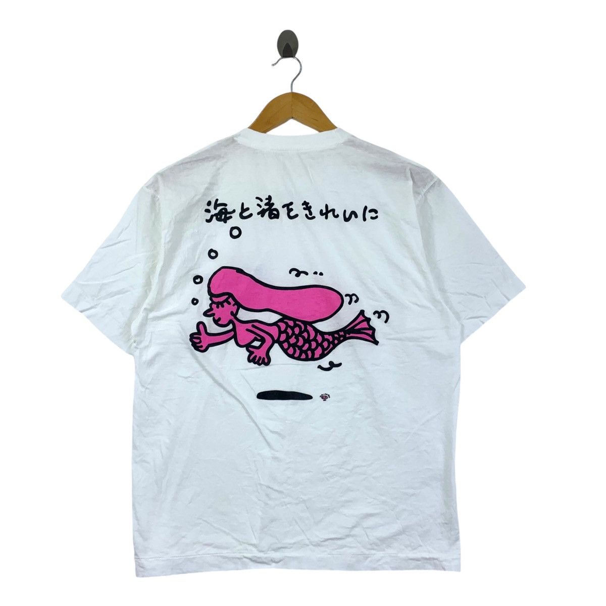 Vintage Vintage 80’ SAVE OCEAN JAPAN Mermaid Sea Beaches Tee Shirt Size L / US 10 / IT 46 - 4 Thumbnail