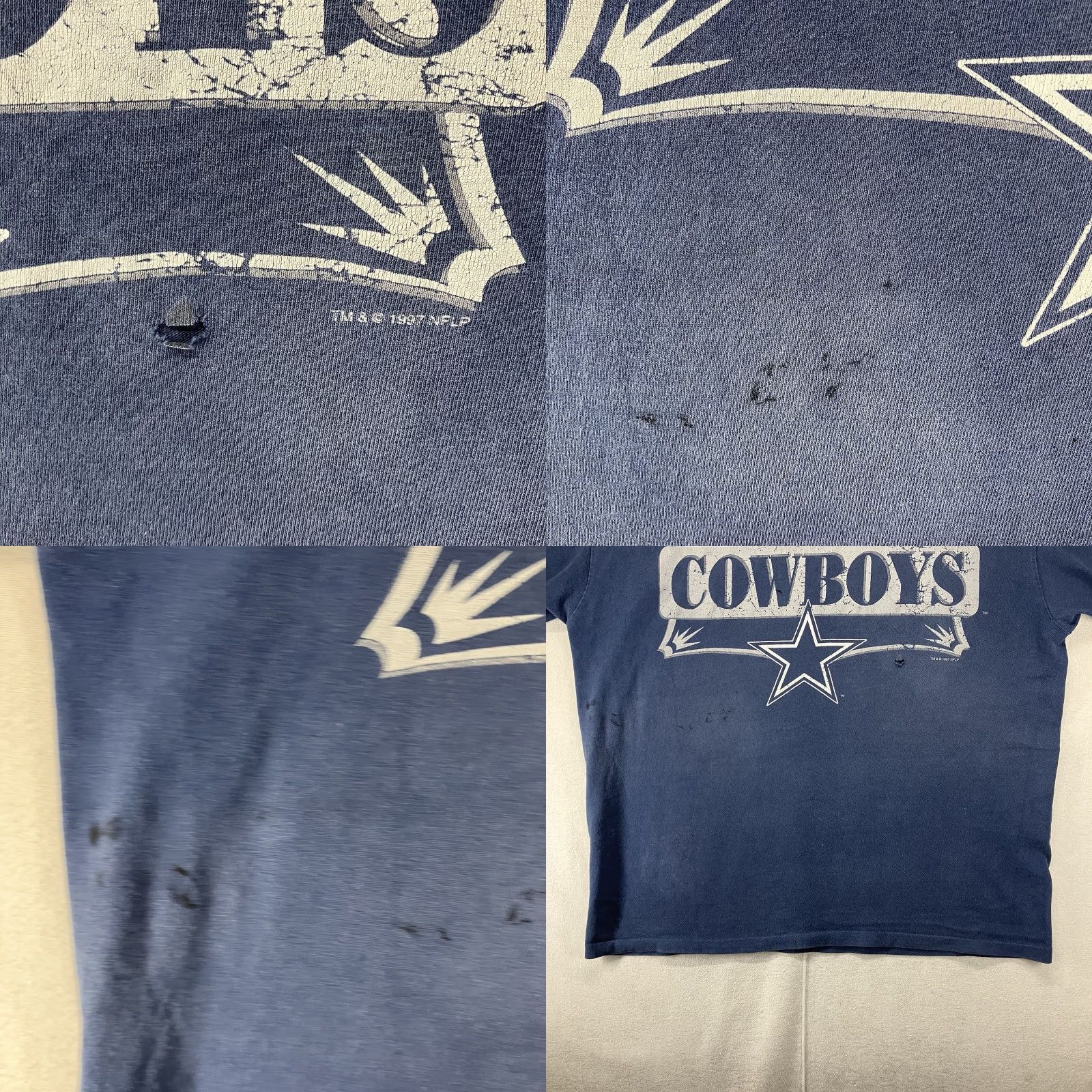 Hanes VINTAGE Hanes Dallas Cowboys T-Shirt Large Blue Faded Grunge 90s Mens Size US L / EU 52-54 / 3 - 8 Thumbnail
