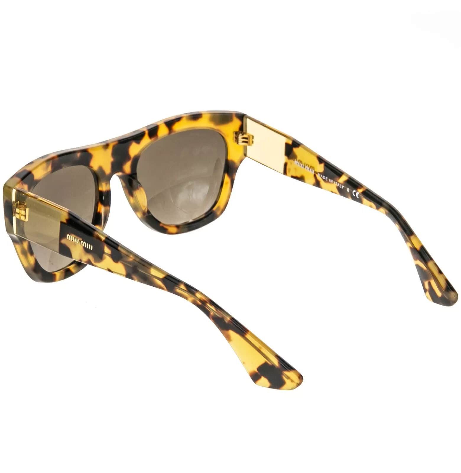 Miu Miu MIU MIU 05P Bold ECLAT Chunky Sunglasses MU05PS Brown Havana Size ONE SIZE - 6 Thumbnail