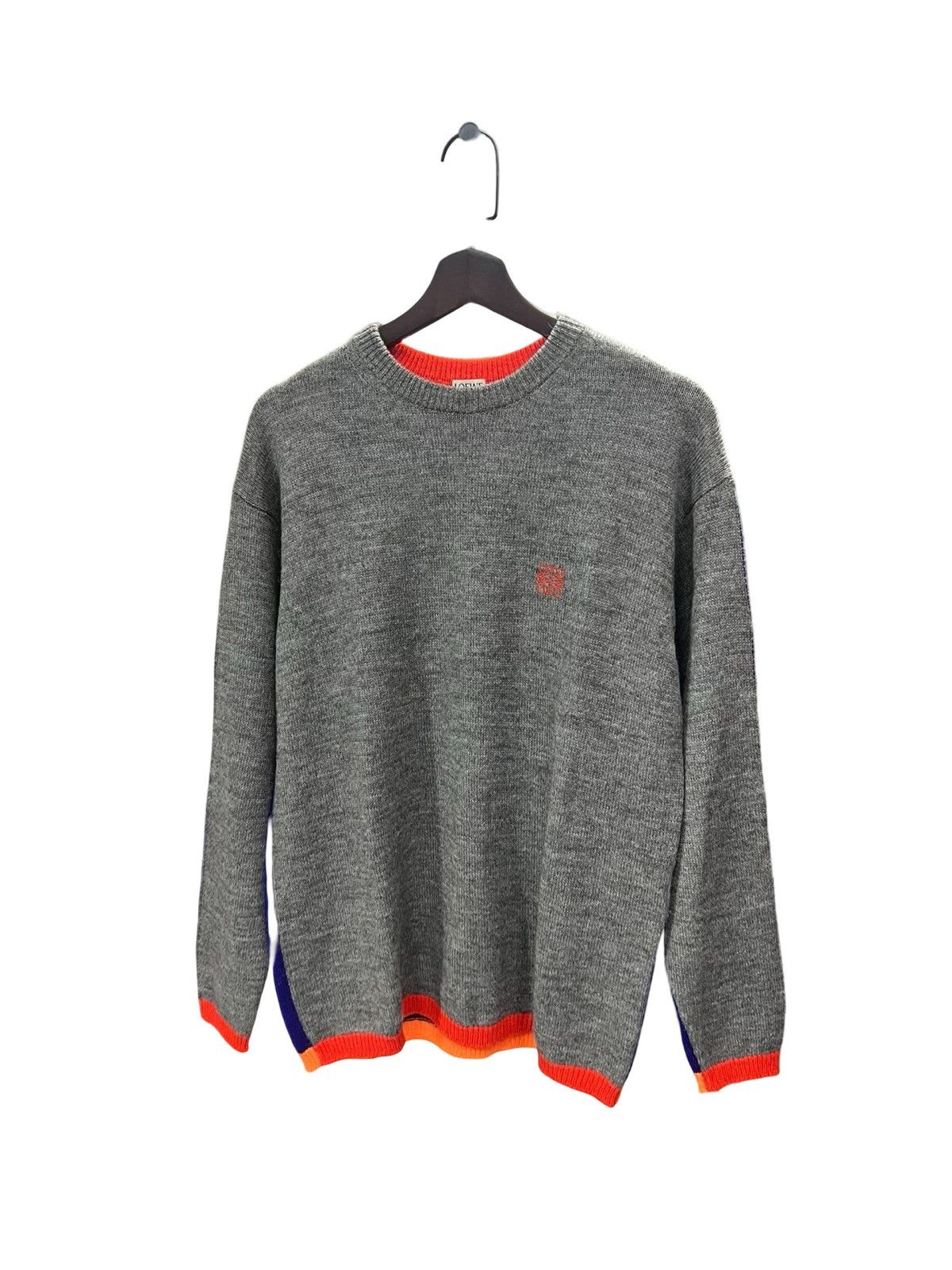 Loewe Loewe Anagram logo-embroidered wool sweater grey with orange Size US M / EU 48-50 / 2 - 1 Thumbnail