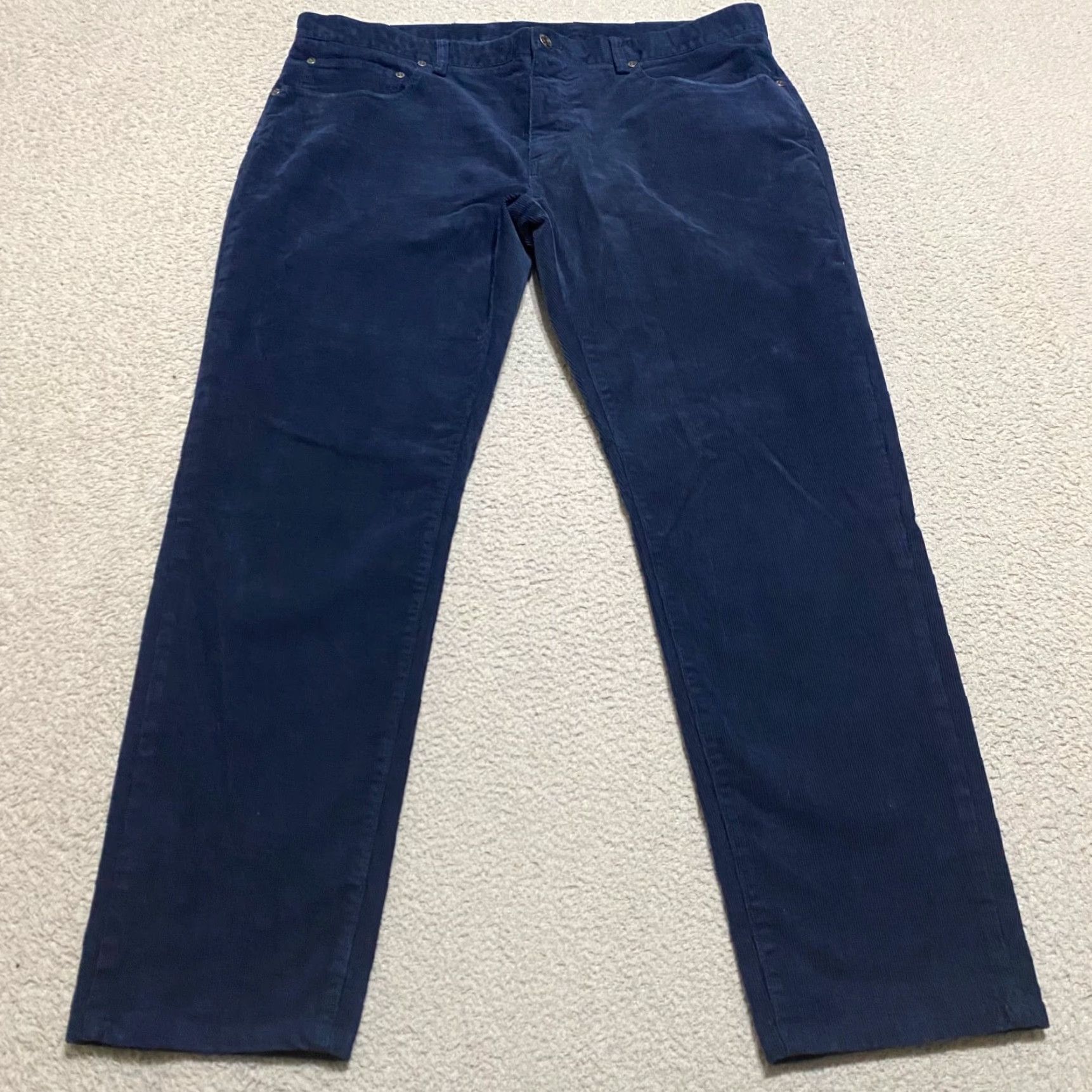 Brooks Brothers Brooks Brothers Jeans Mens 38x32 Blue Straight Corduroy Mid Rise Dark Wash Regular 5-Pocket Design Mens Size US 38 / EU 54 - 2 Thumbnail