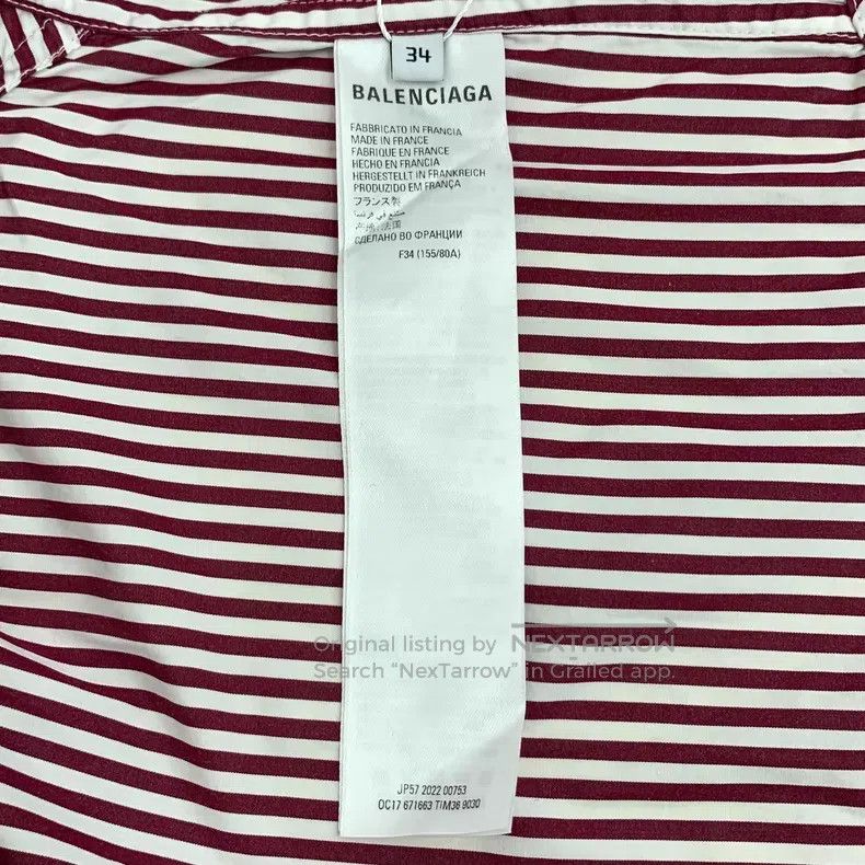 Other Balenciaga Burgundy Vertical Striped Cotton Collar Single- Size XXS / US 00 / IT 34 - 6 Thumbnail
