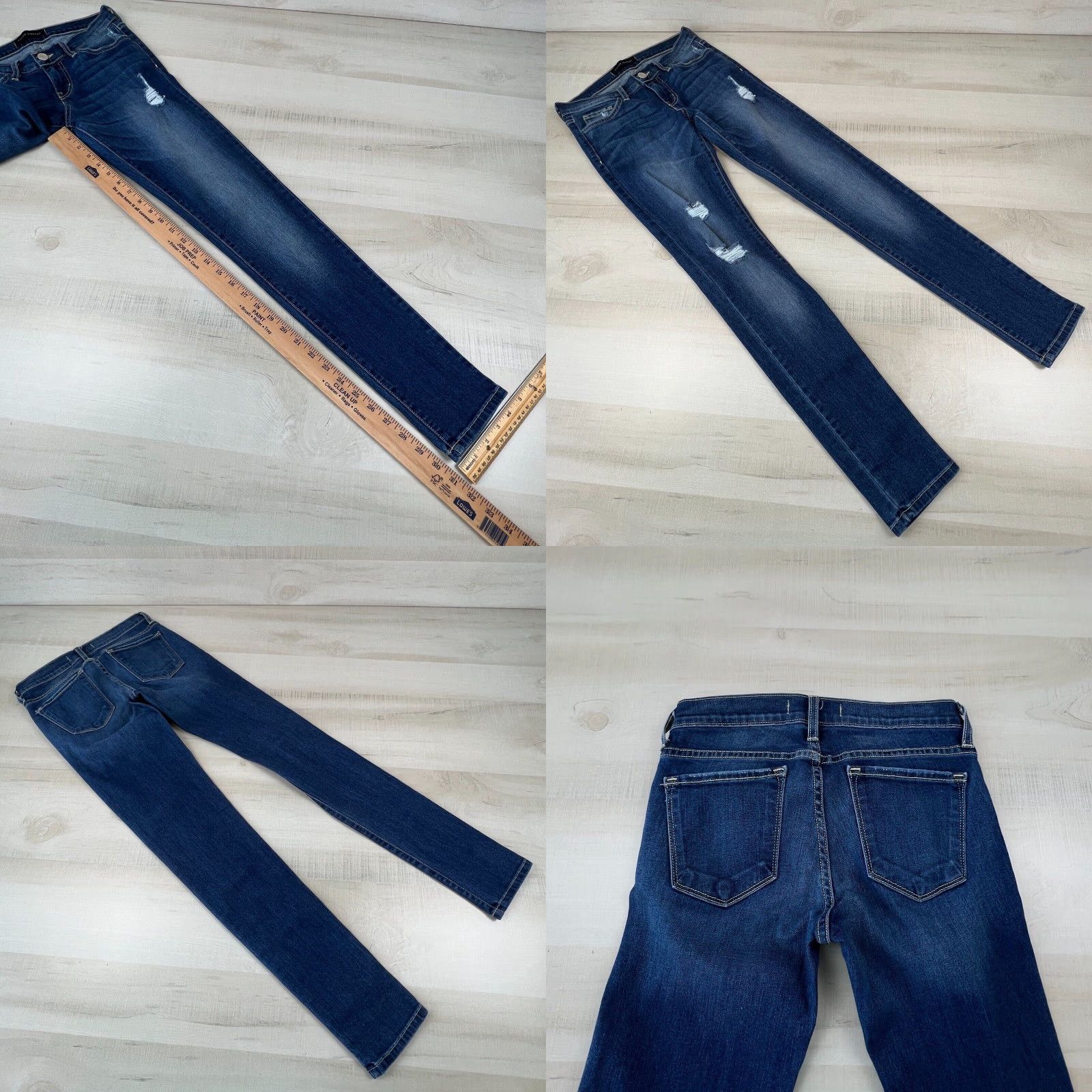 Vintage Flying Monkey Womens Distressed Skinny Jeans 26 Blue Medium Wash Denim Stretch Low Rise Size 26" / US 2 / IT 38 - 8 Thumbnail