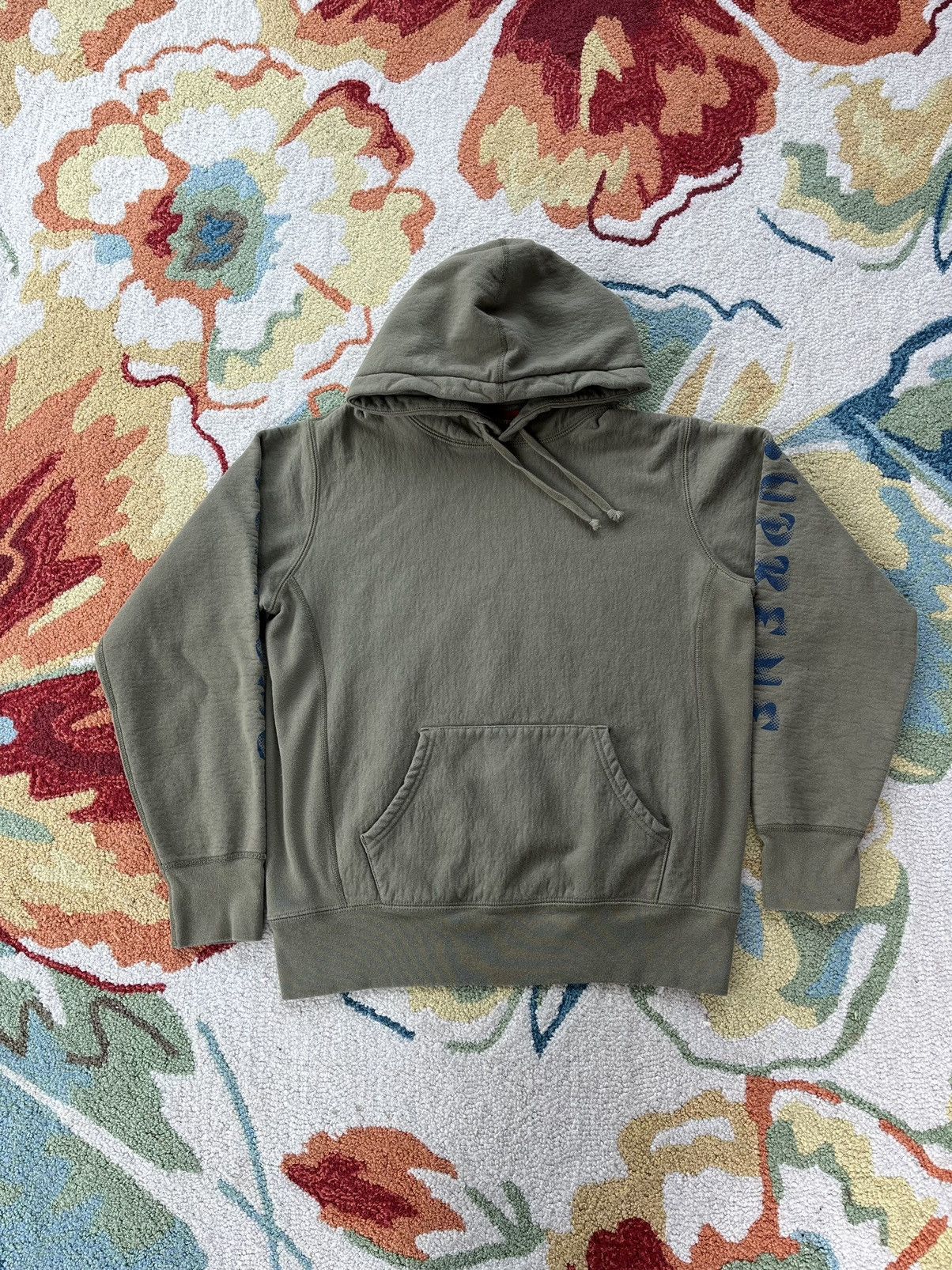 image of Supreme Gradient Sleeve Hoodie Fw18 Olive, Men's (Size Small)