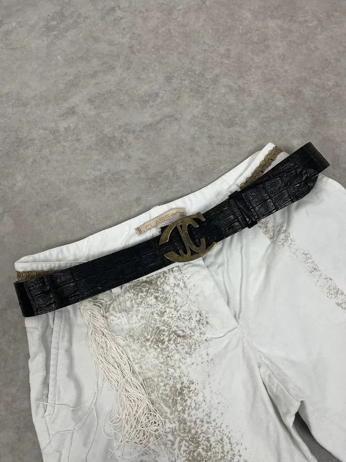 Just Cavalli 2000s Cavalli Crocodile Embossed Black & Brown Leather Belt Size ONE SIZE - 2 Thumbnail