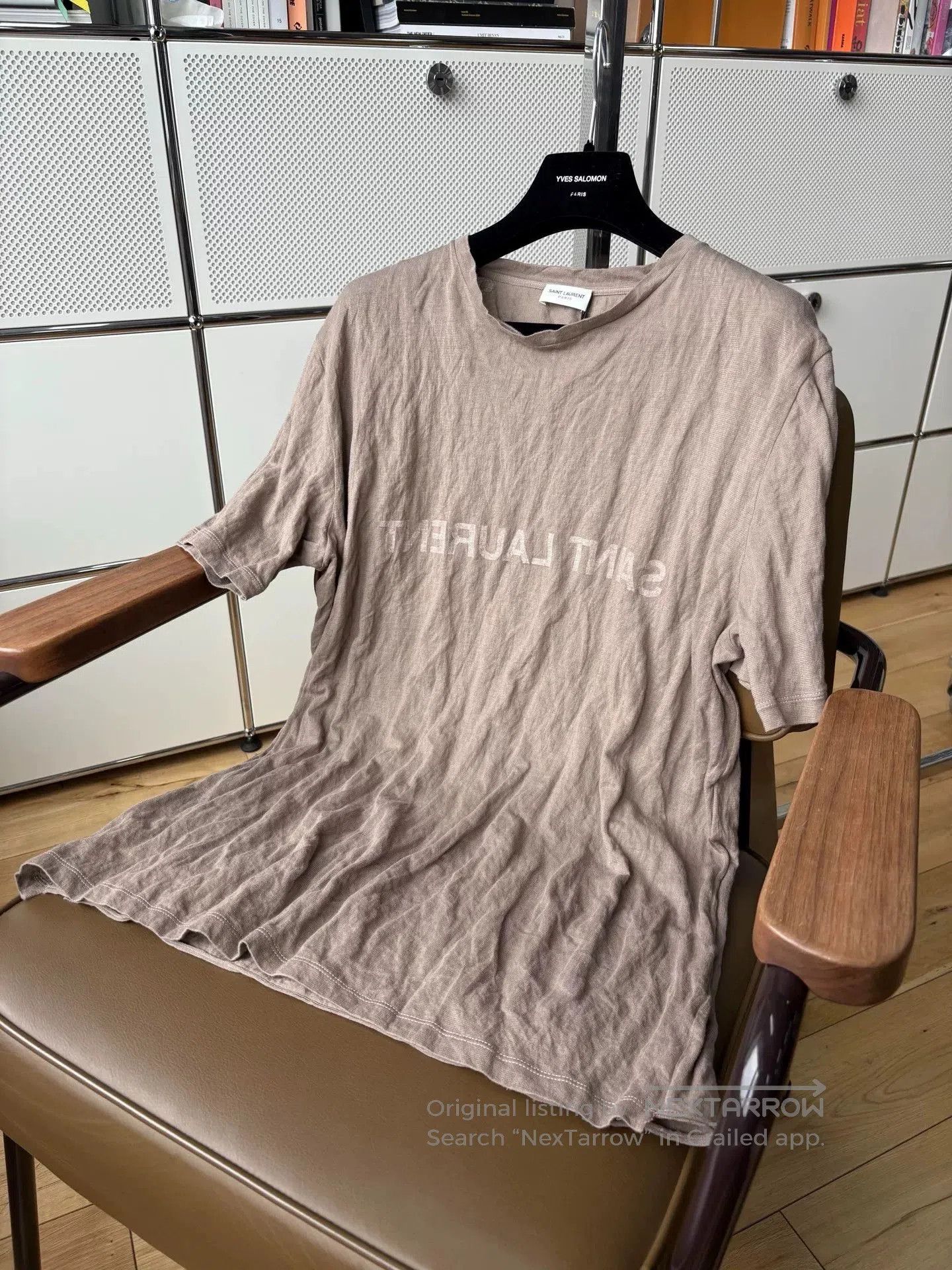 Saint Laurent Paris Saint Laurent Brown Crinkled T-shirt. Size US M / EU 48-50 / 2 - 2 Thumbnail