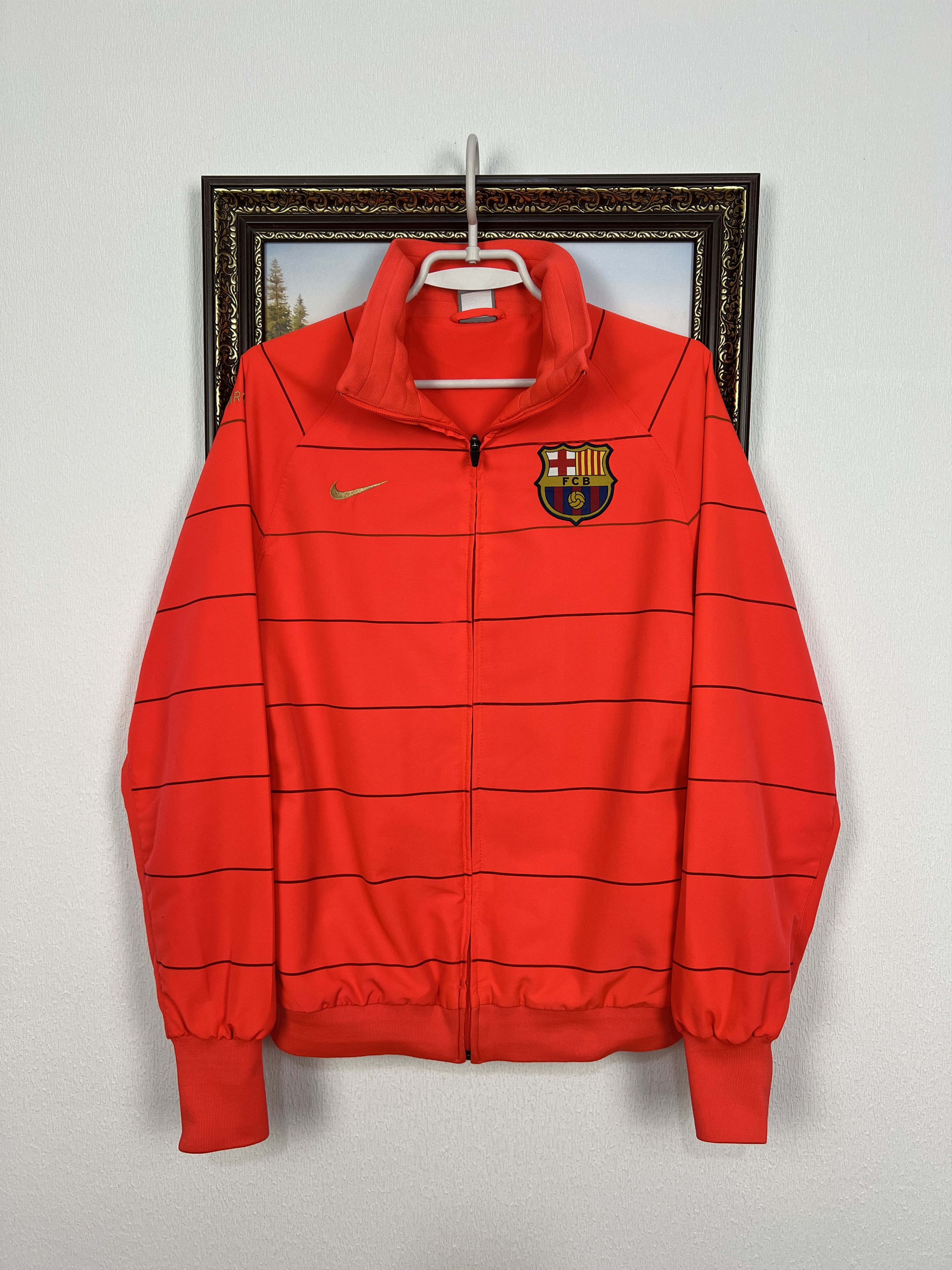 Vintage Nike FC Barcelona Football Jacket Soccer Orange