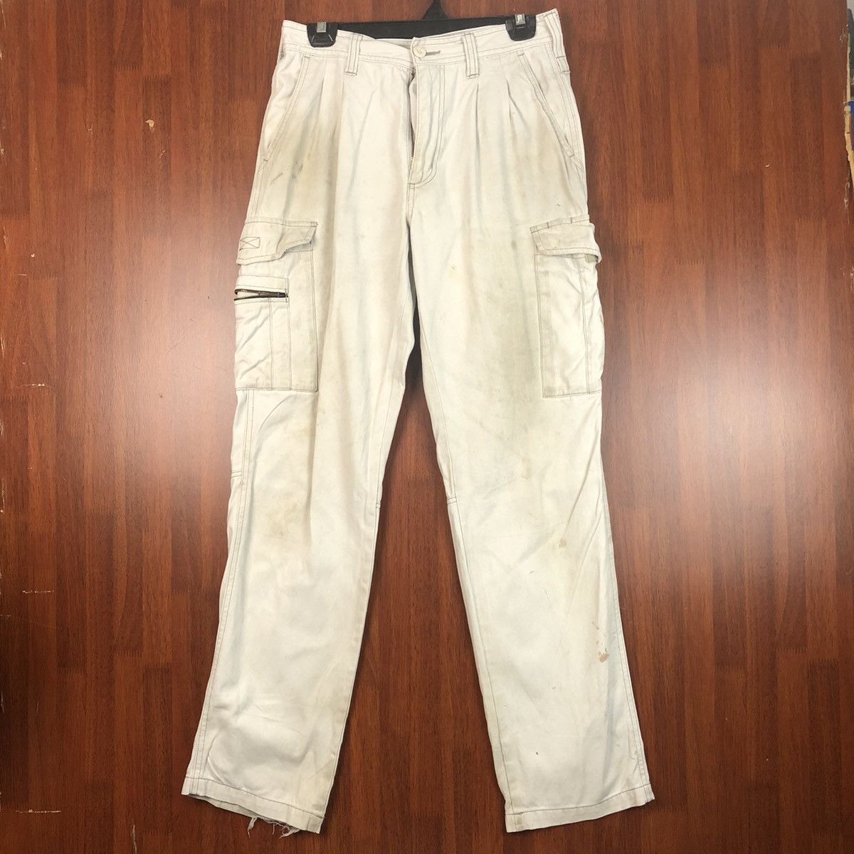 image of Vintage N. Solution White Cargo Multipocket Pants 7486, Men's (Size 28)
