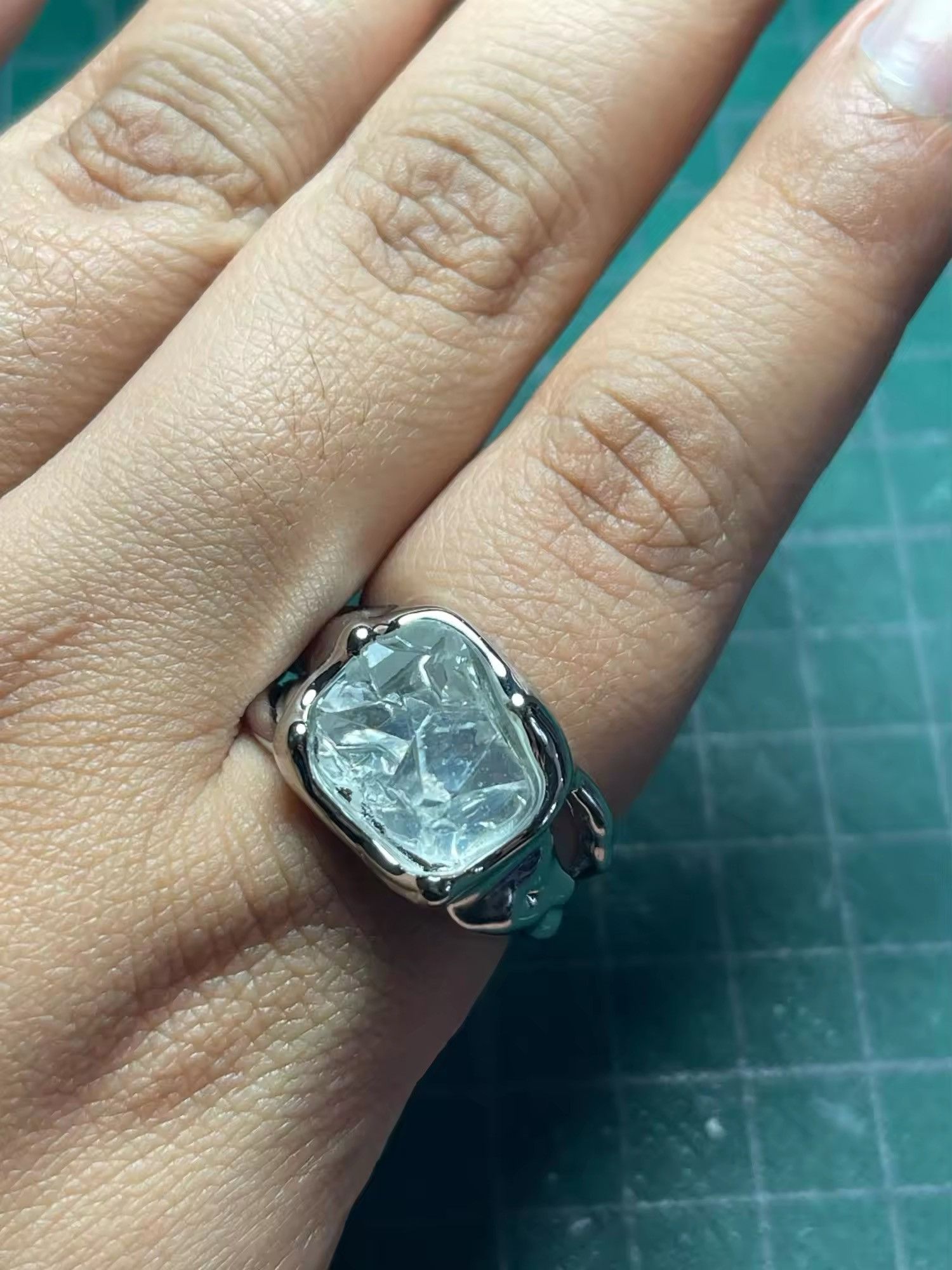 Jewelry Irregular White Crystal Charm Ring (size 6-12) Size ONE SIZE - 4 Thumbnail